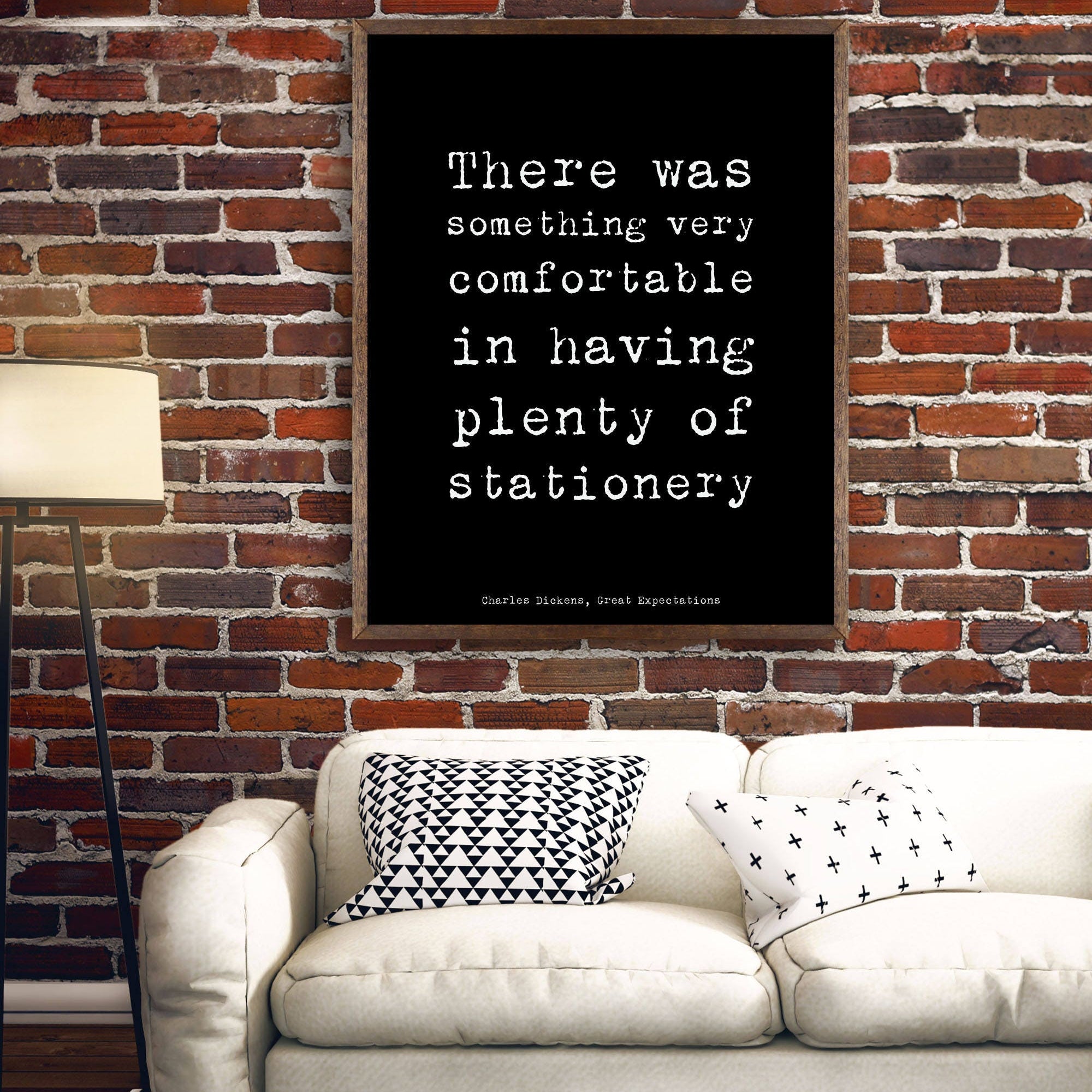 Dickens Quote Office Wall Art, Charles Dickens Black & White Home Office Decor