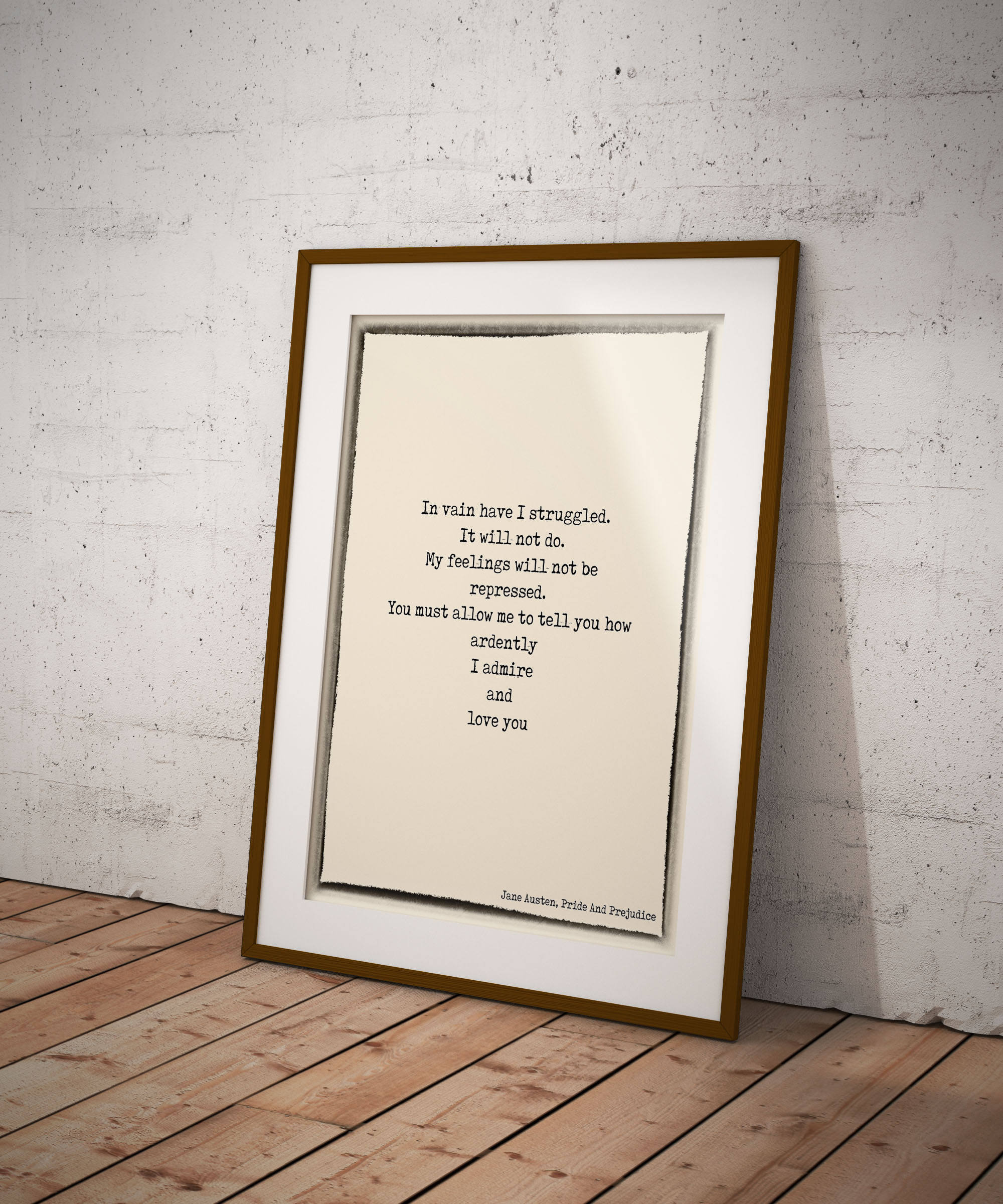 Pride and Prejudice Print, Love Quote, Jane Austen Quote Art, In vain I have struggled Book Quote Print, Jane Austen Wall Art Unframed - BookQuoteDecor