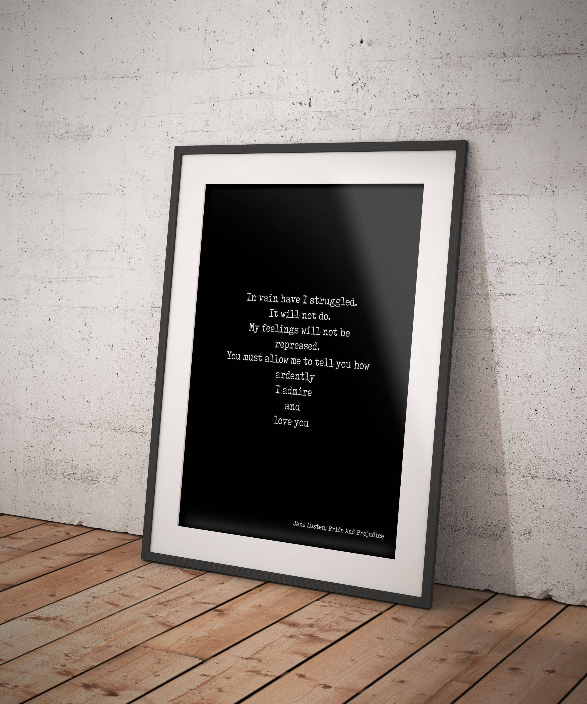 Pride and Prejudice Print, Love Quote, Jane Austen Quote Art, In vain I have struggled Book Quote Print, Jane Austen Wall Art Unframed - BookQuoteDecor