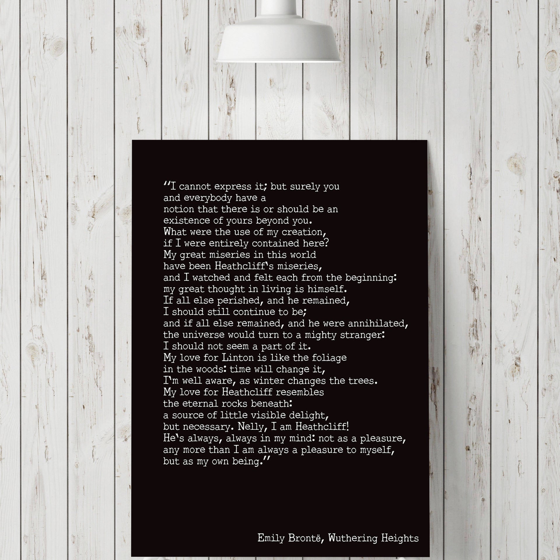 Wuthering Heights Print, Emily Bronte Living Room Decor, Romantic Book Quote Typography Wall Decor, My Love for Heathcliff Unframed Print - BookQuoteDecor