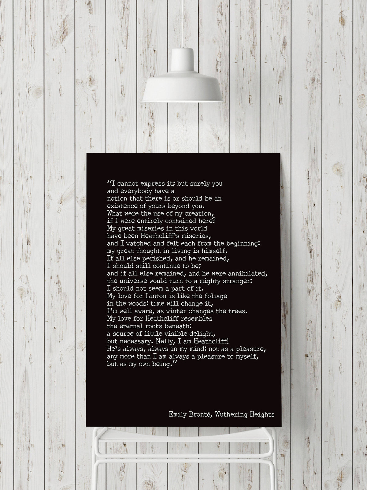 Wuthering Heights Print, Emily Bronte Living Room Decor, Romantic Book Quote Typography Wall Decor, My Love for Heathcliff Unframed Print - BookQuoteDecor