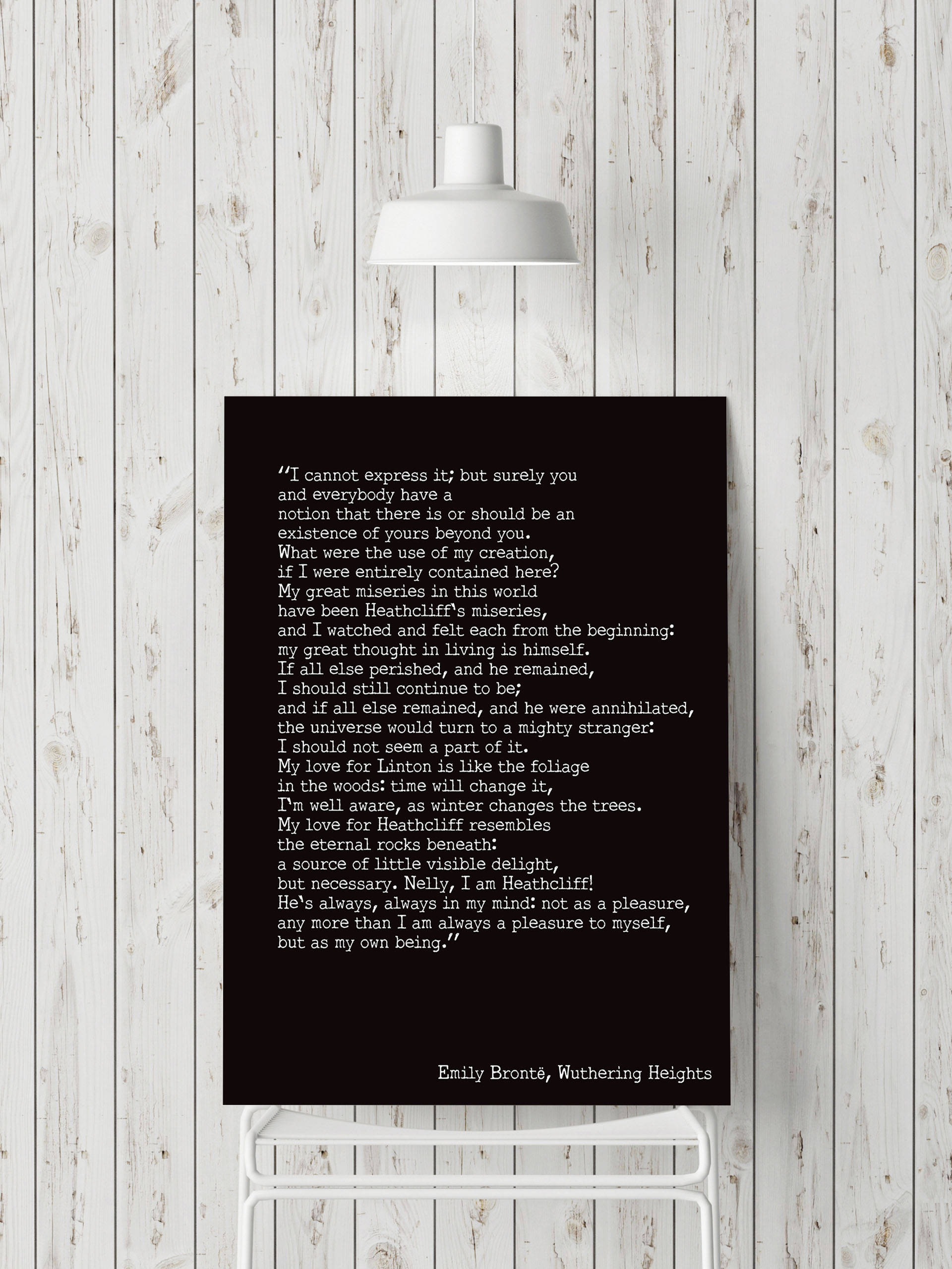 Wuthering Heights Print, Emily Bronte Living Room Decor, Romantic Book Quote Typography Wall Decor, My Love for Heathcliff Unframed Print - BookQuoteDecor