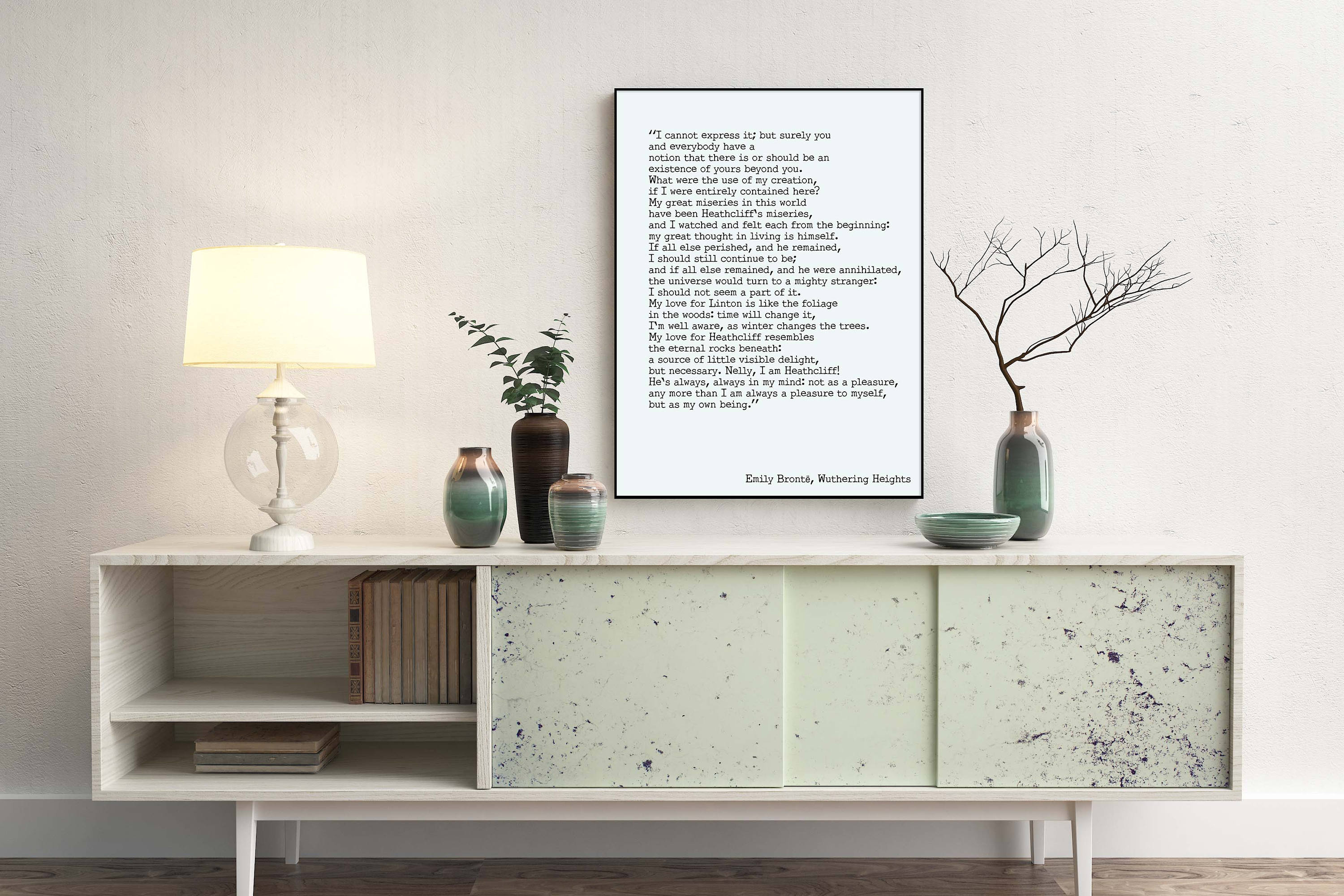 Wuthering Heights Print, Emily Bronte Living Room Decor, Romantic Book Quote Typography Wall Decor, My Love for Heathcliff Unframed Print - BookQuoteDecor