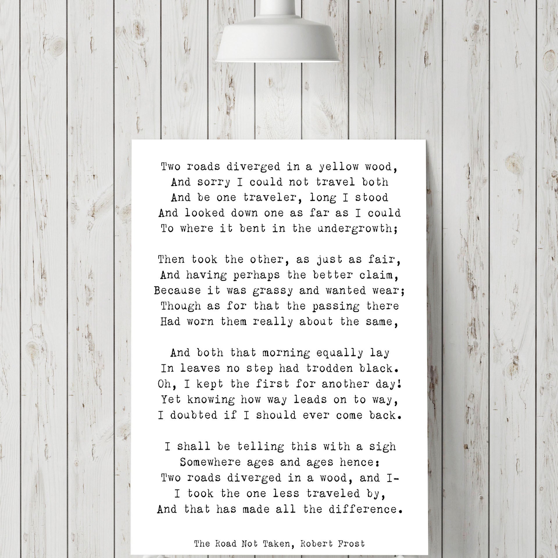 Robert Frost Poem Quote Print, The Road Not Taken Poem Poster, Two Roads Diverged