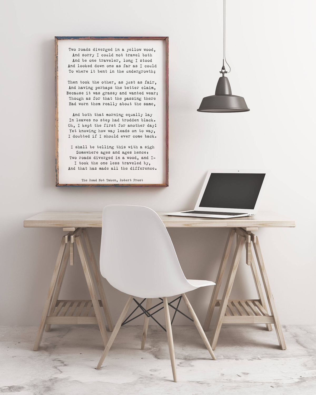Robert Frost Poem Quote Print, The Road Not Taken Poem Poster, Two Roads Diverged Literary Gift Print, Yellow Wood Poetry Print, Unframed - BookQuoteDecor