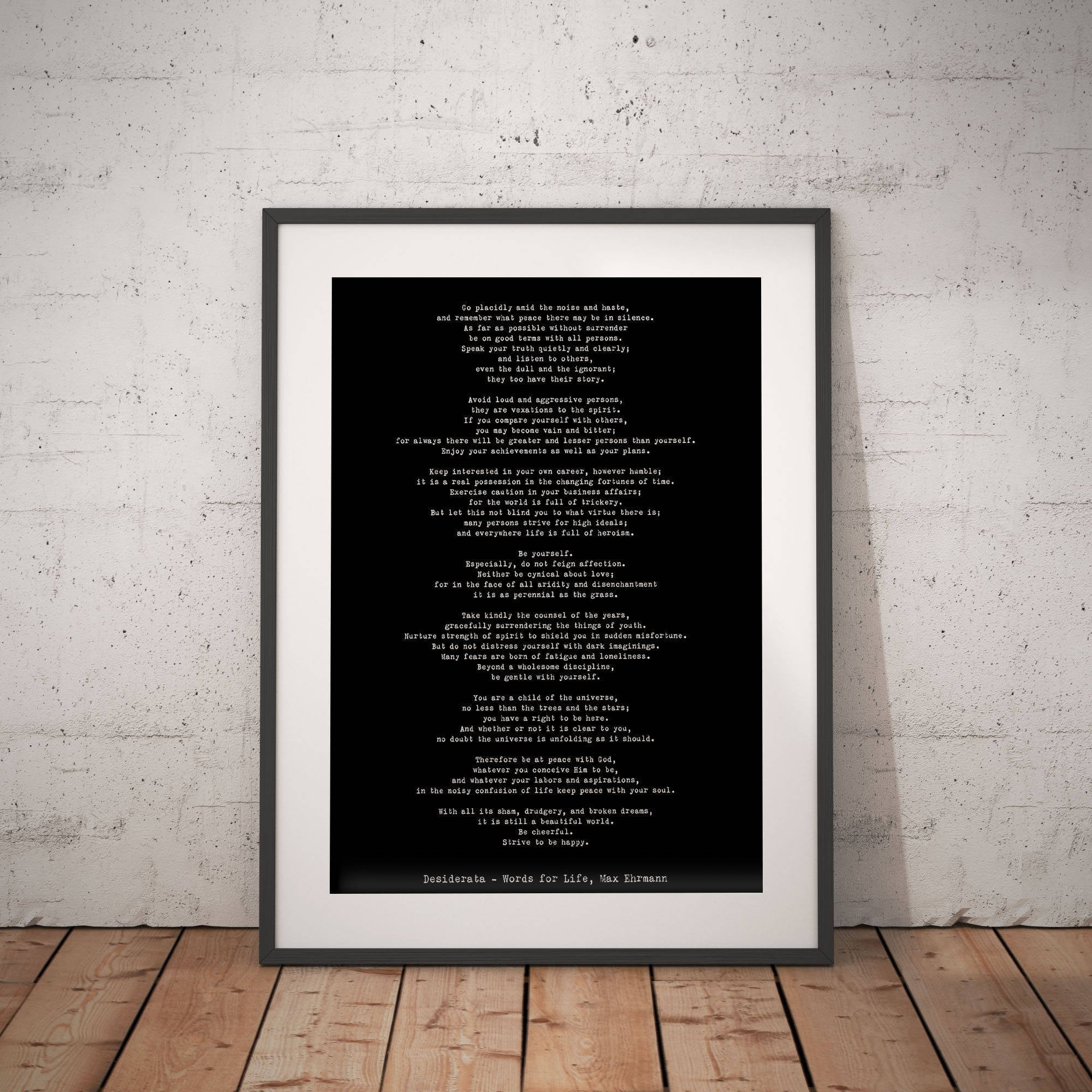 Poem Art Desiderata Print, Minimalist Poster, Max Ehrmann Literary Poster, Literary Quote Print, Motivational Poster, Unframed Wall Art - BookQuoteDecor