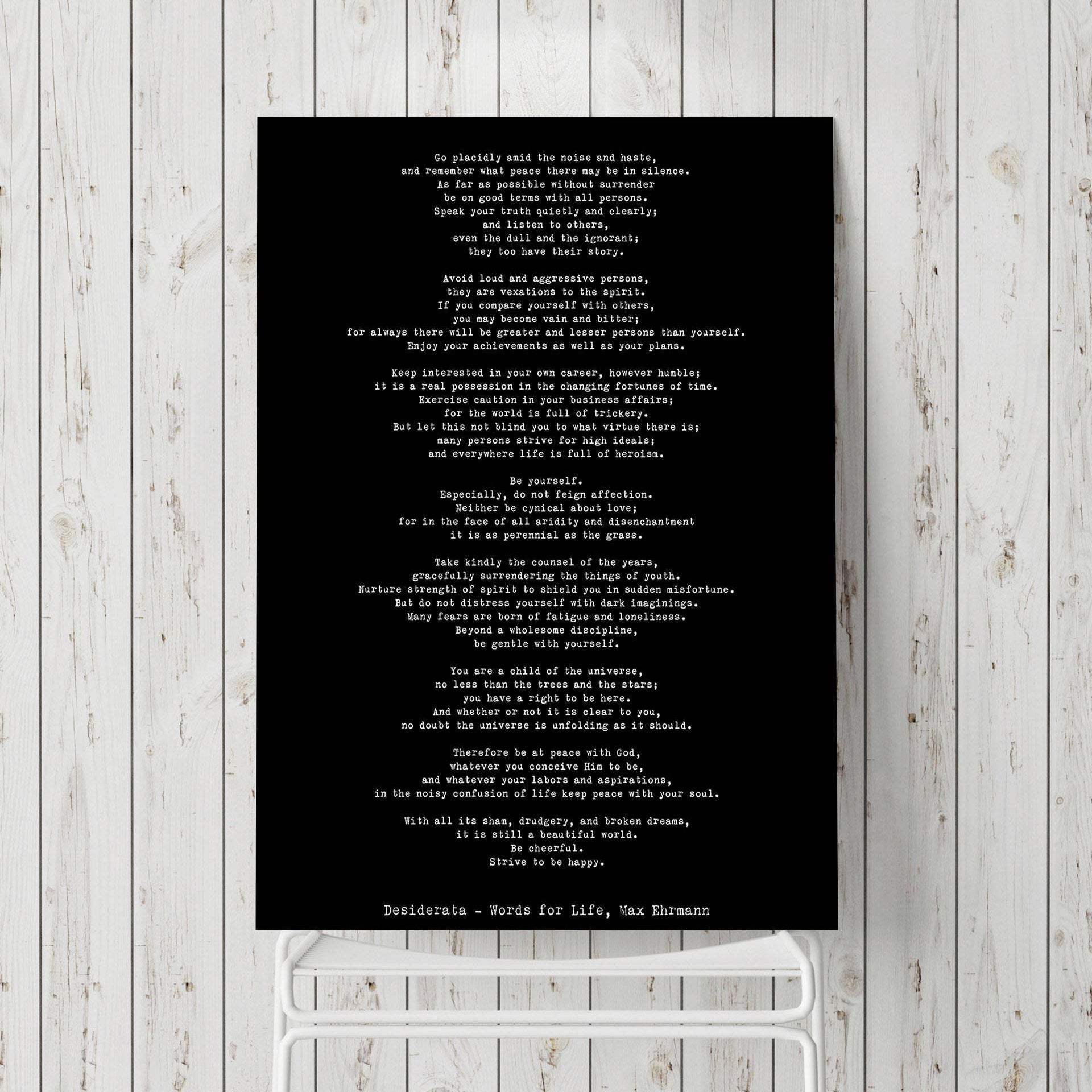 Poem Art Desiderata Print, Minimalist Poster, Max Ehrmann Literary Poster, Literary Quote Print, Motivational Poster, Unframed Wall Art - BookQuoteDecor