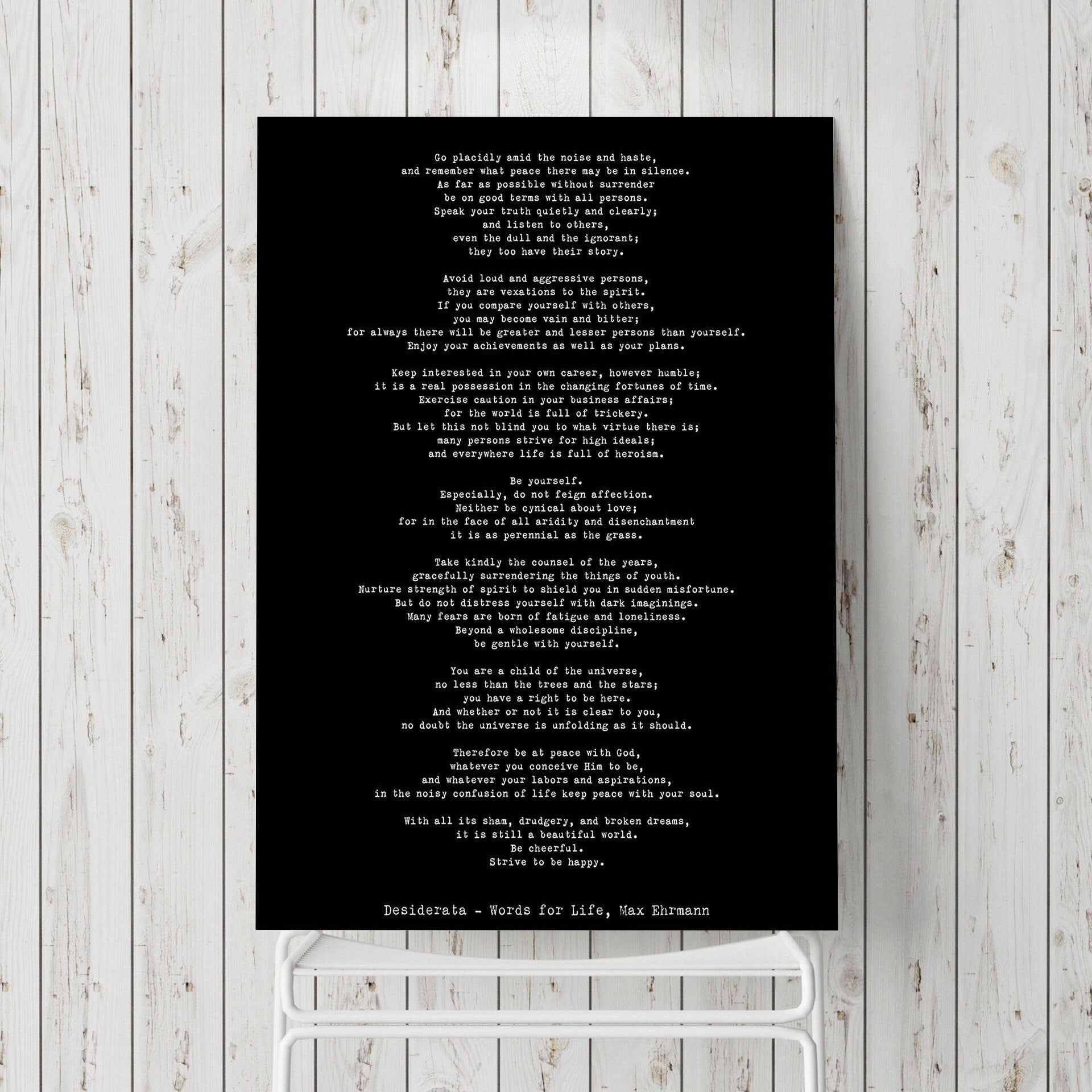 Large Poem Art Desiderata Print, Max Ehrmann Literary Quote Print