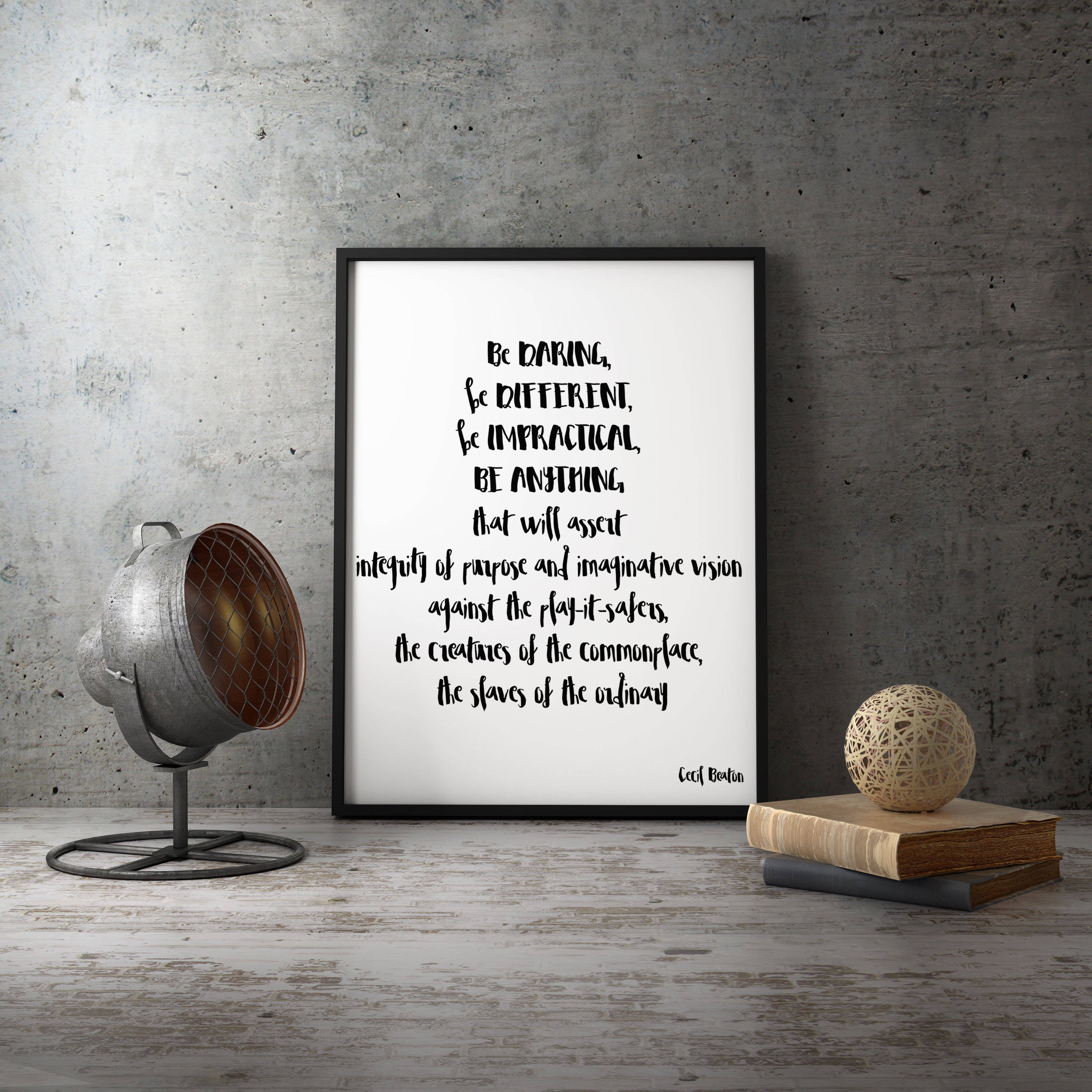Be daring Be Different Framed Print - BookQuoteDecor