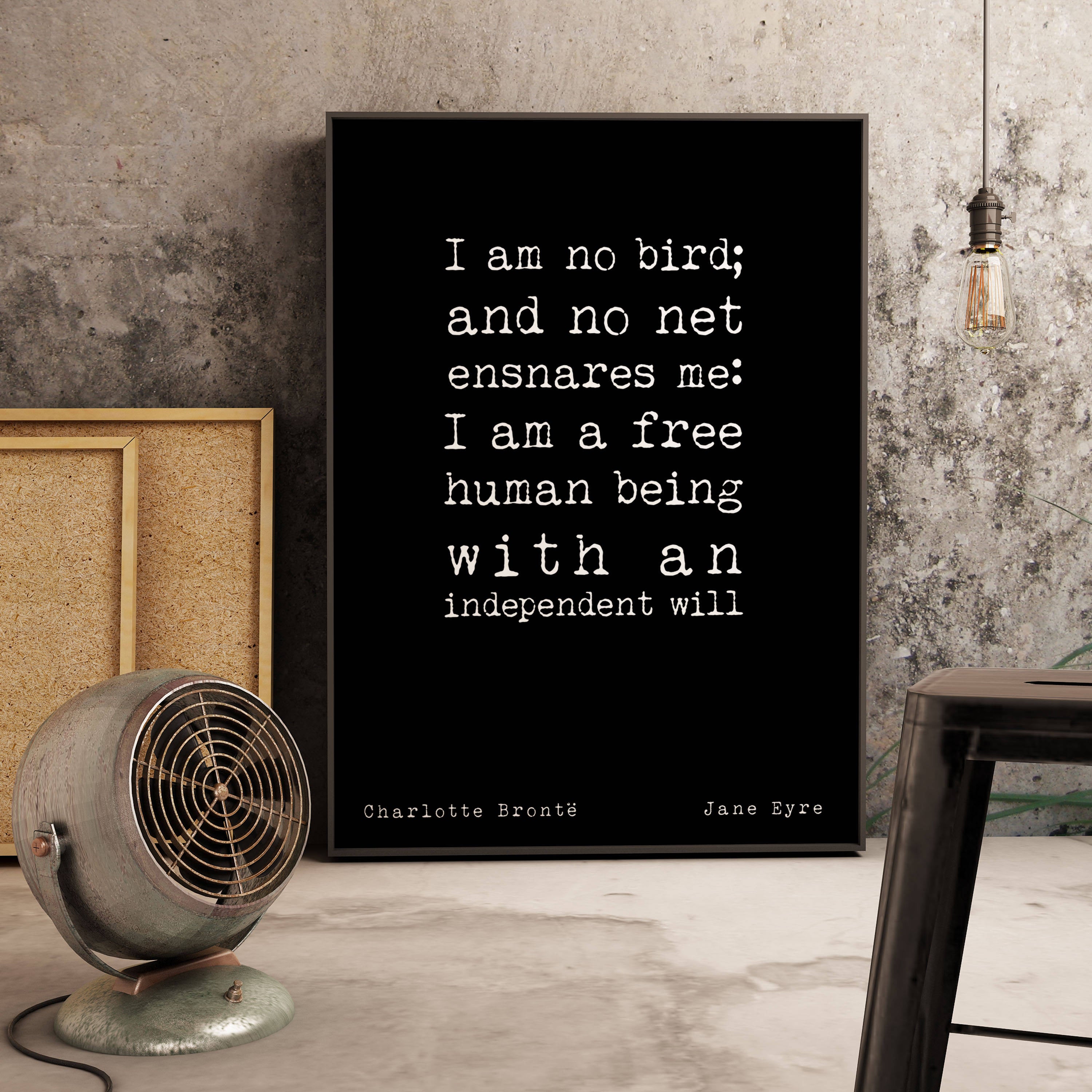 Jane Eyre Framed Print I am no bird - BookQuoteDecor
