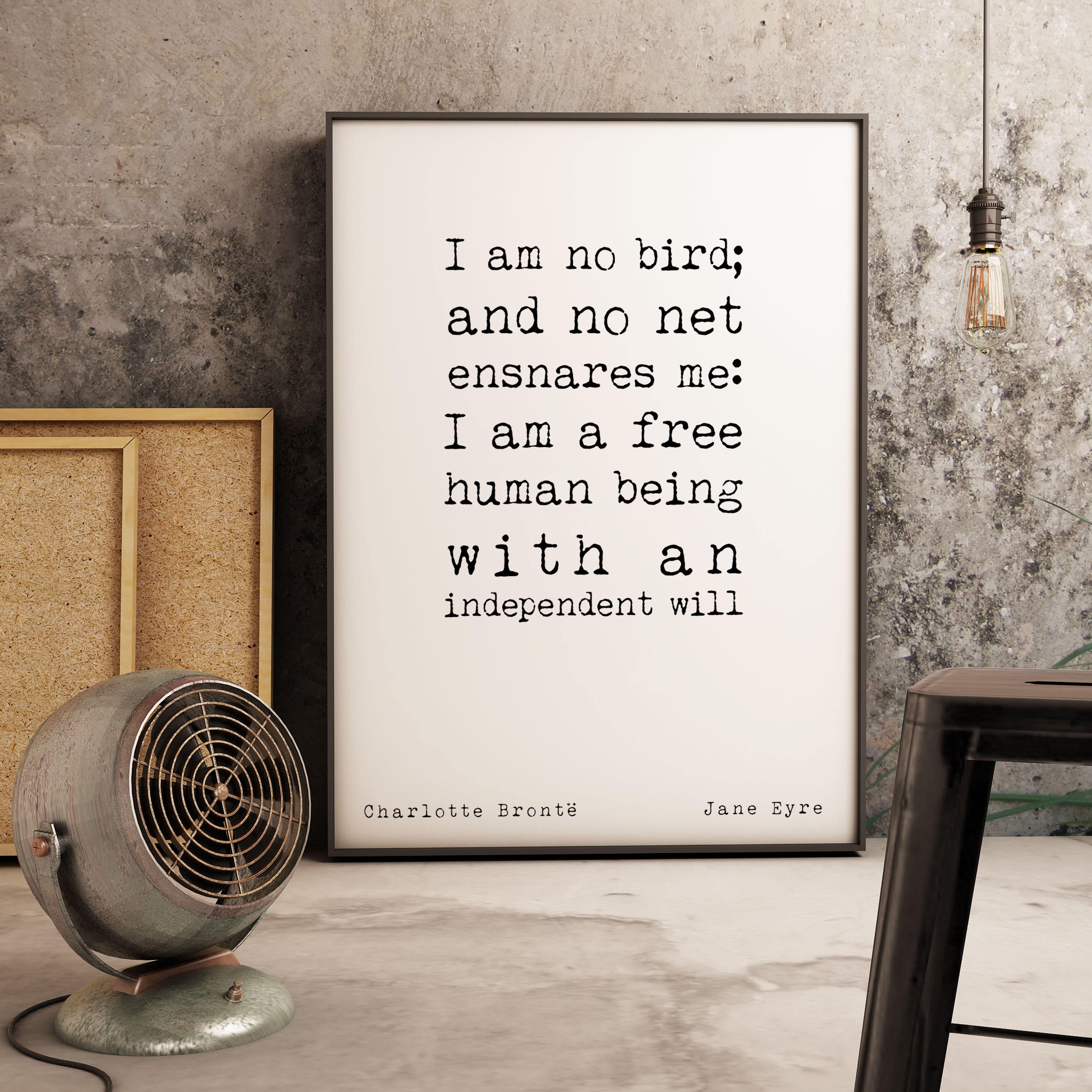Jane Eyre Framed Print I am no bird - BookQuoteDecor