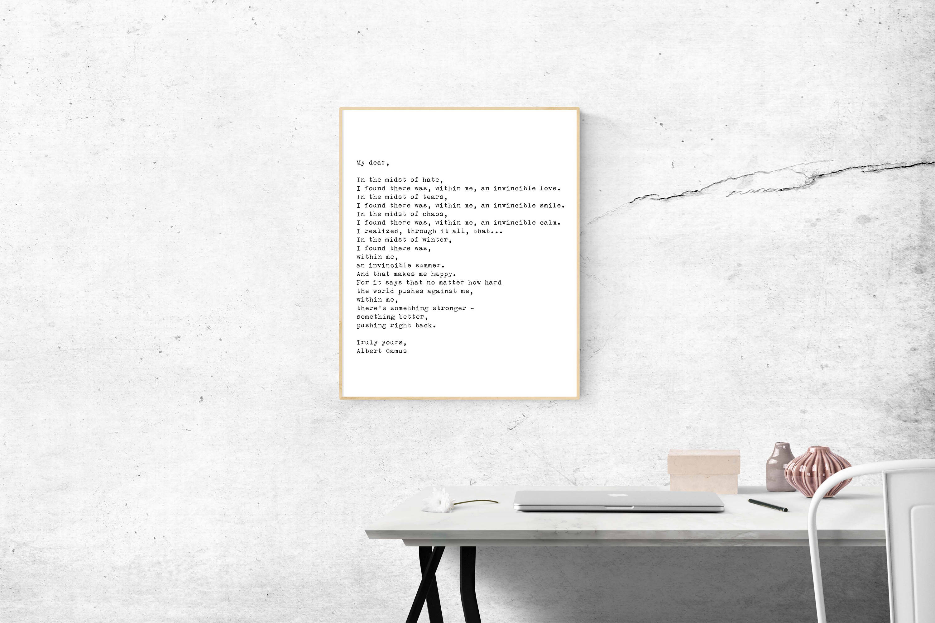 Albert Camus Invincible Summer Print - BookQuoteDecor