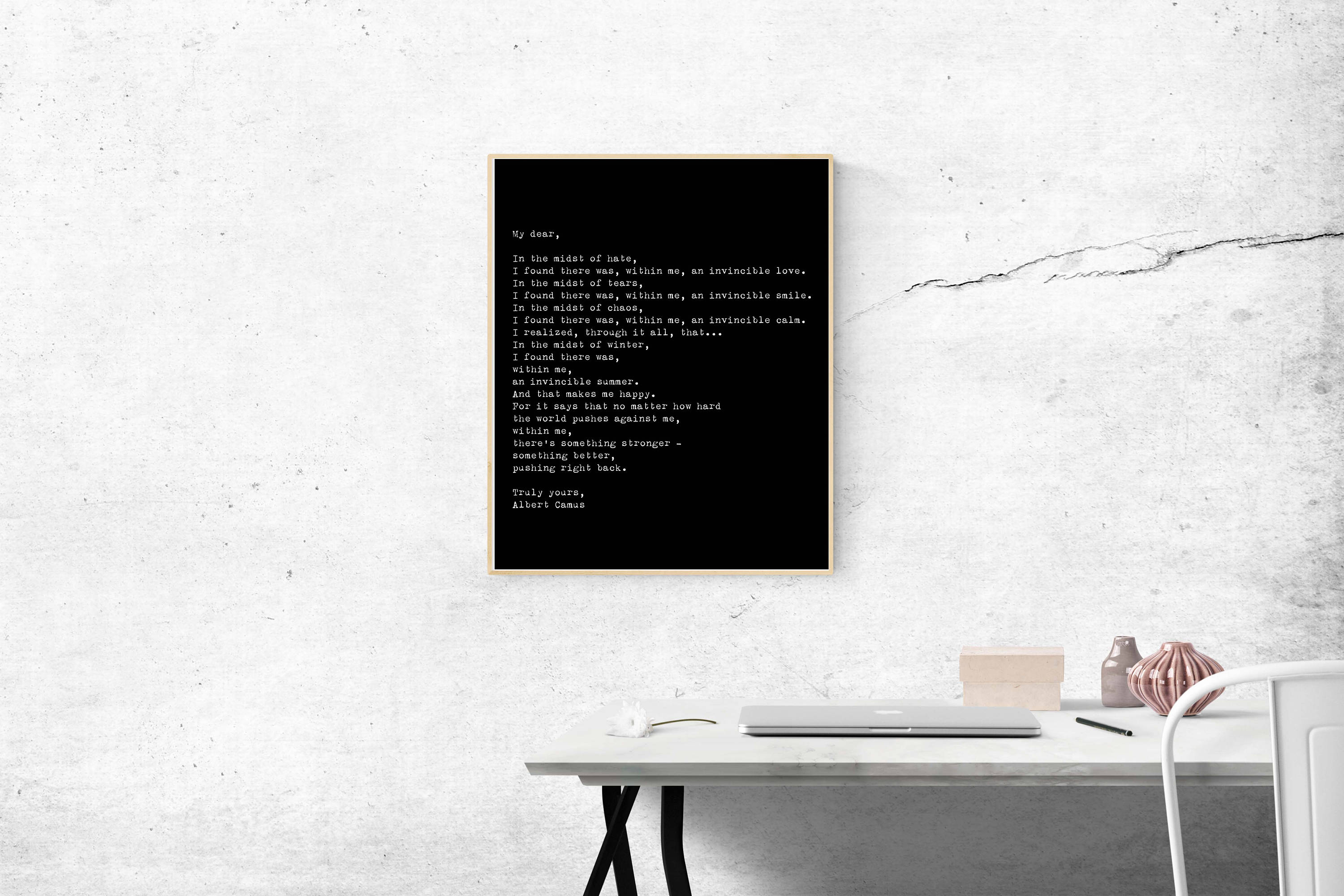 Albert Camus Invincible Summer Print - BookQuoteDecor