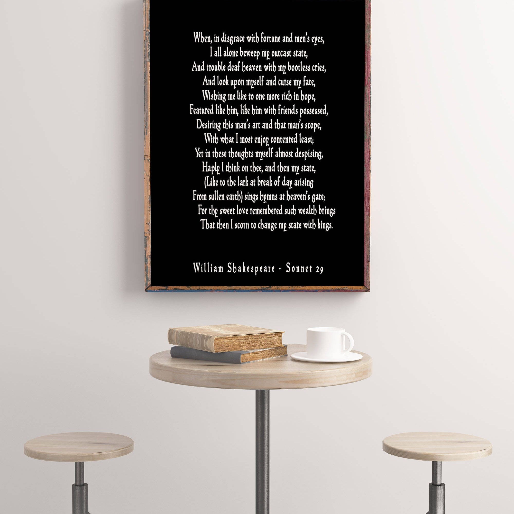 Sonnet 29 Shakespeare Wall Art, Love Poetry Art for Bedroom Decor