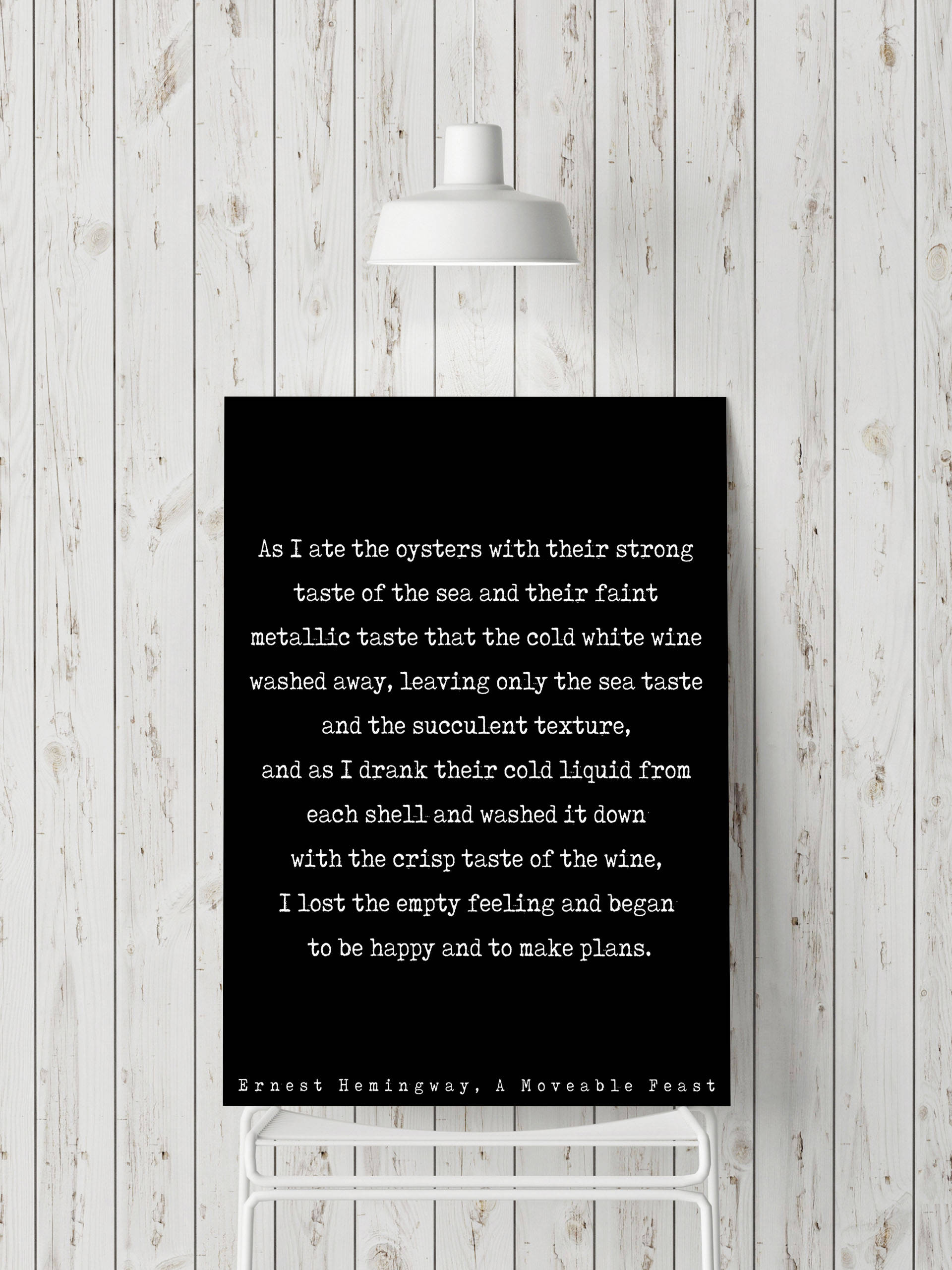 Ernest Hemingway Quote Print, Wine Quotes Poster Print in Black & White from A Moveable Feast Book