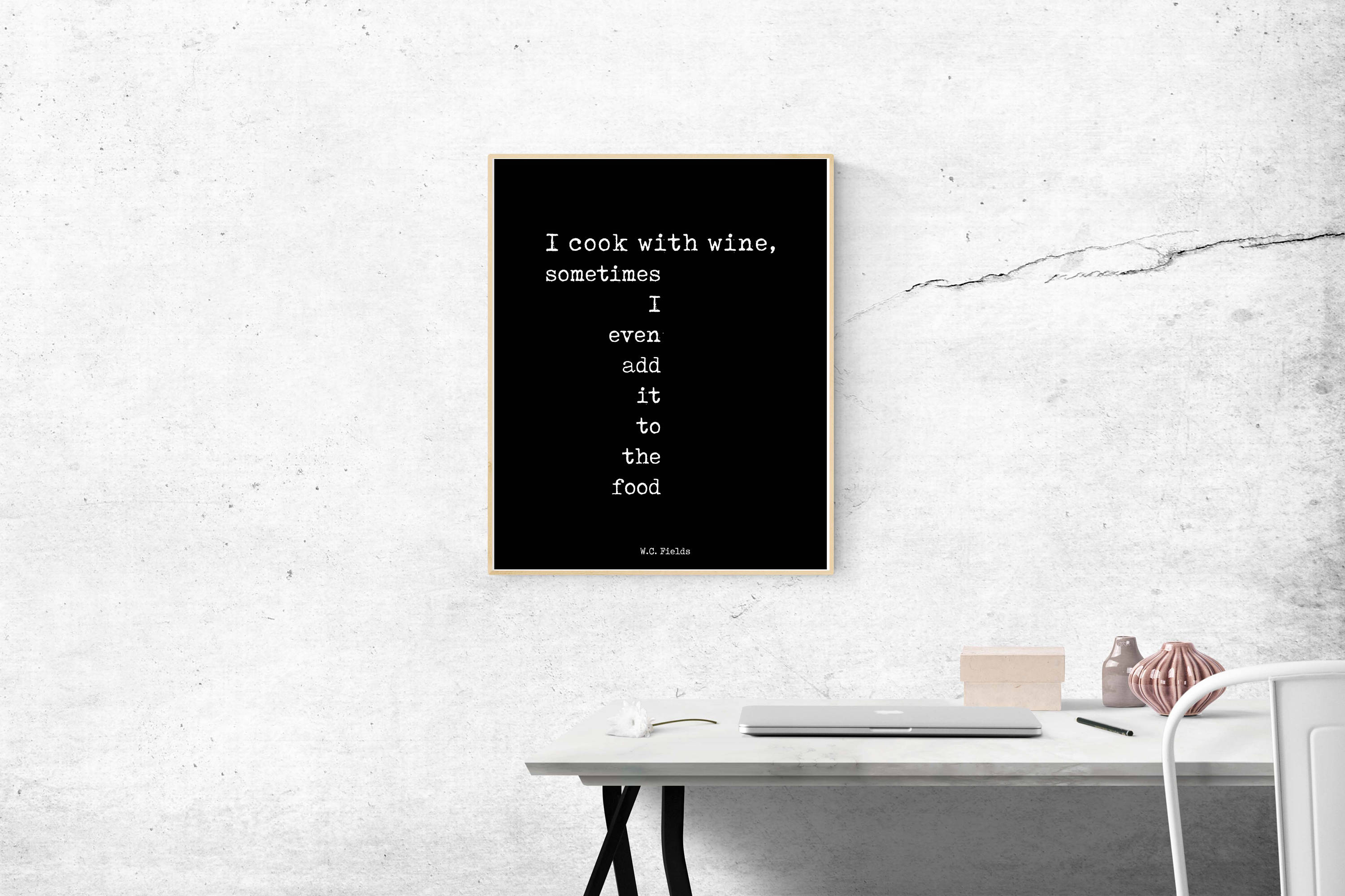 Cooking Print - WC Fields quote print about wine, quotes poster in black and white