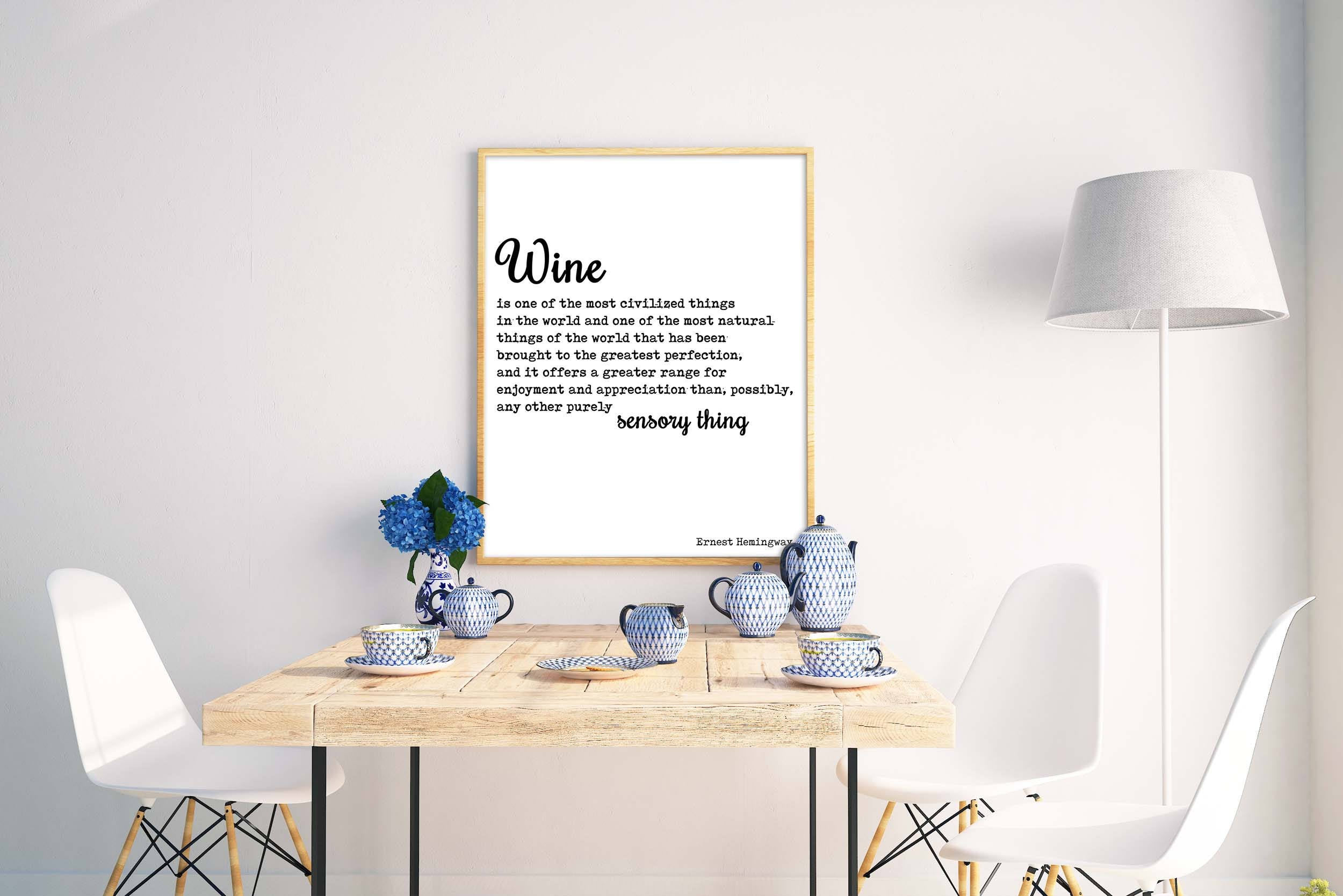 Hemingway quote print about Wine - BookQuoteDecor
