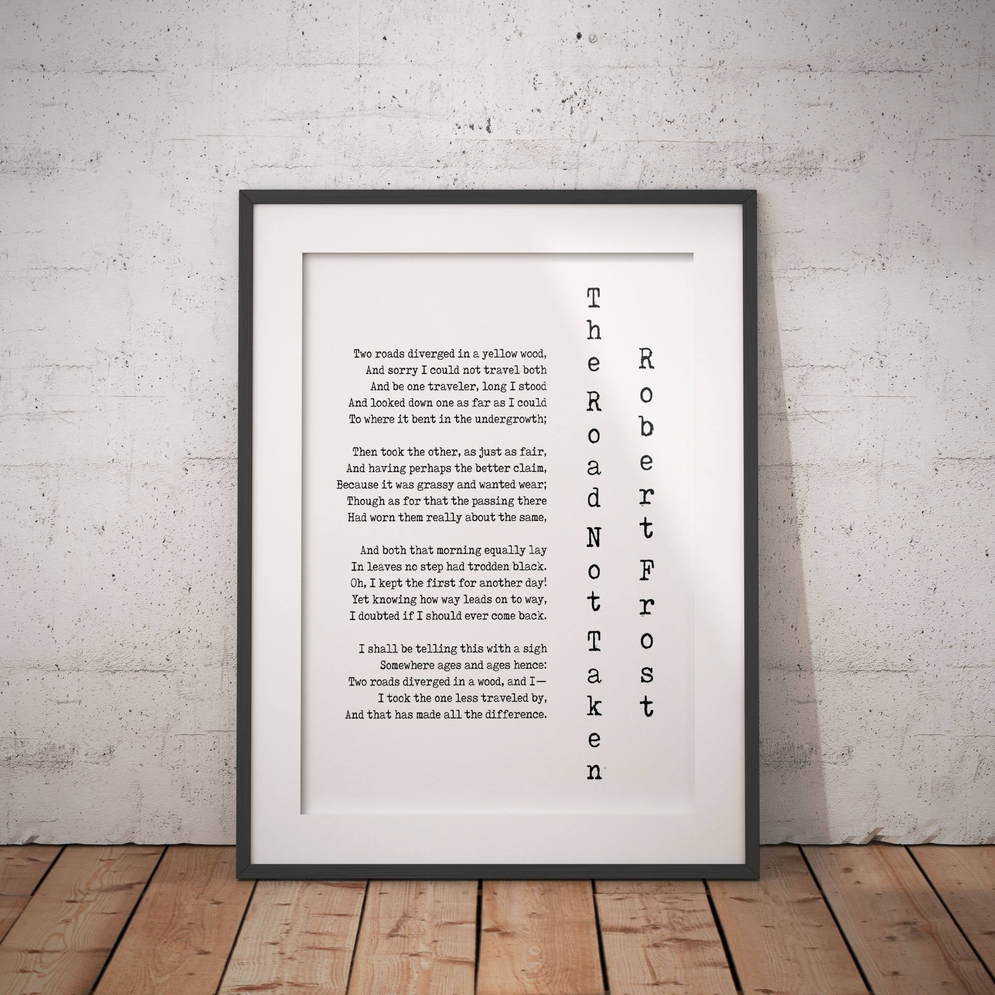 Robert Frost Quote Poetry Wall Art, Road Less Travelled Poem Poster, Two Roads Diverged Literary Gift Print, Poetry Print, Unframed - BookQuoteDecor