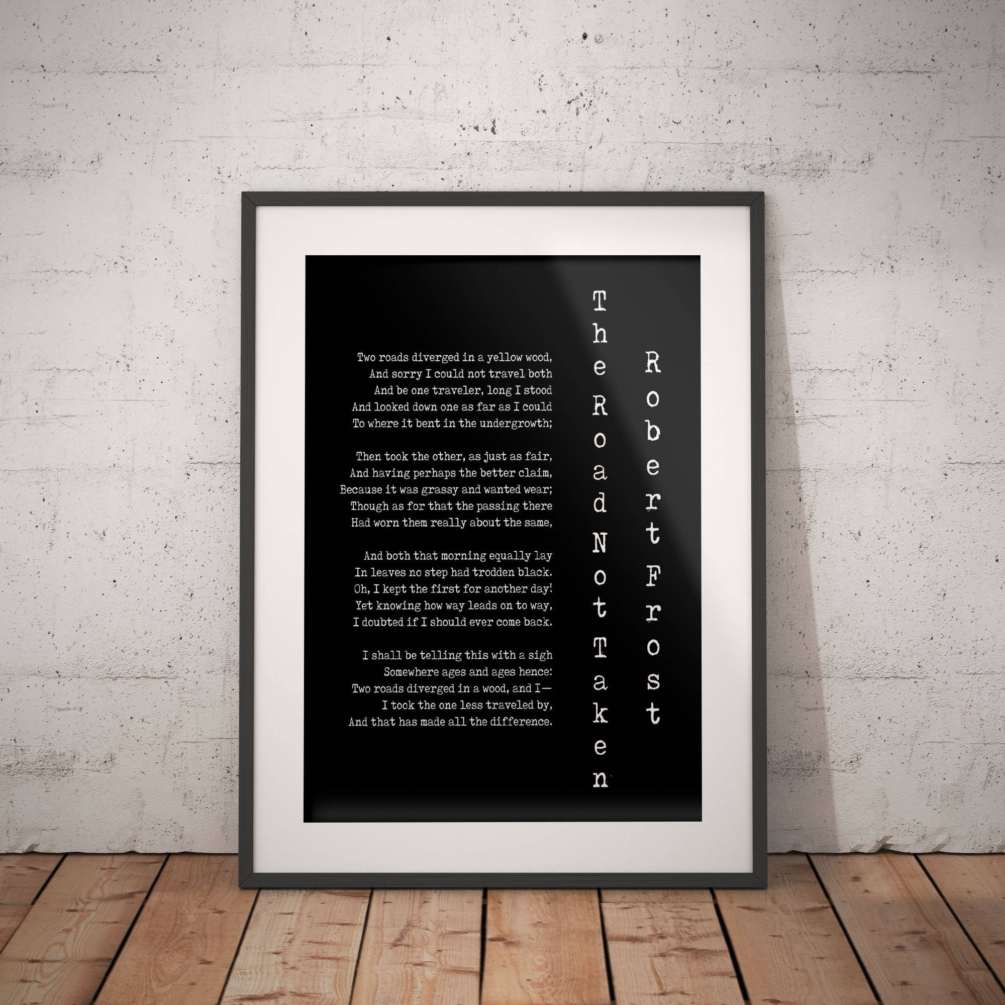 Robert Frost Quote Poetry Wall Art, Road Less Travelled Poem Poster, Two Roads Diverged Literary Gift Print, Poetry Print, Unframed - BookQuoteDecor