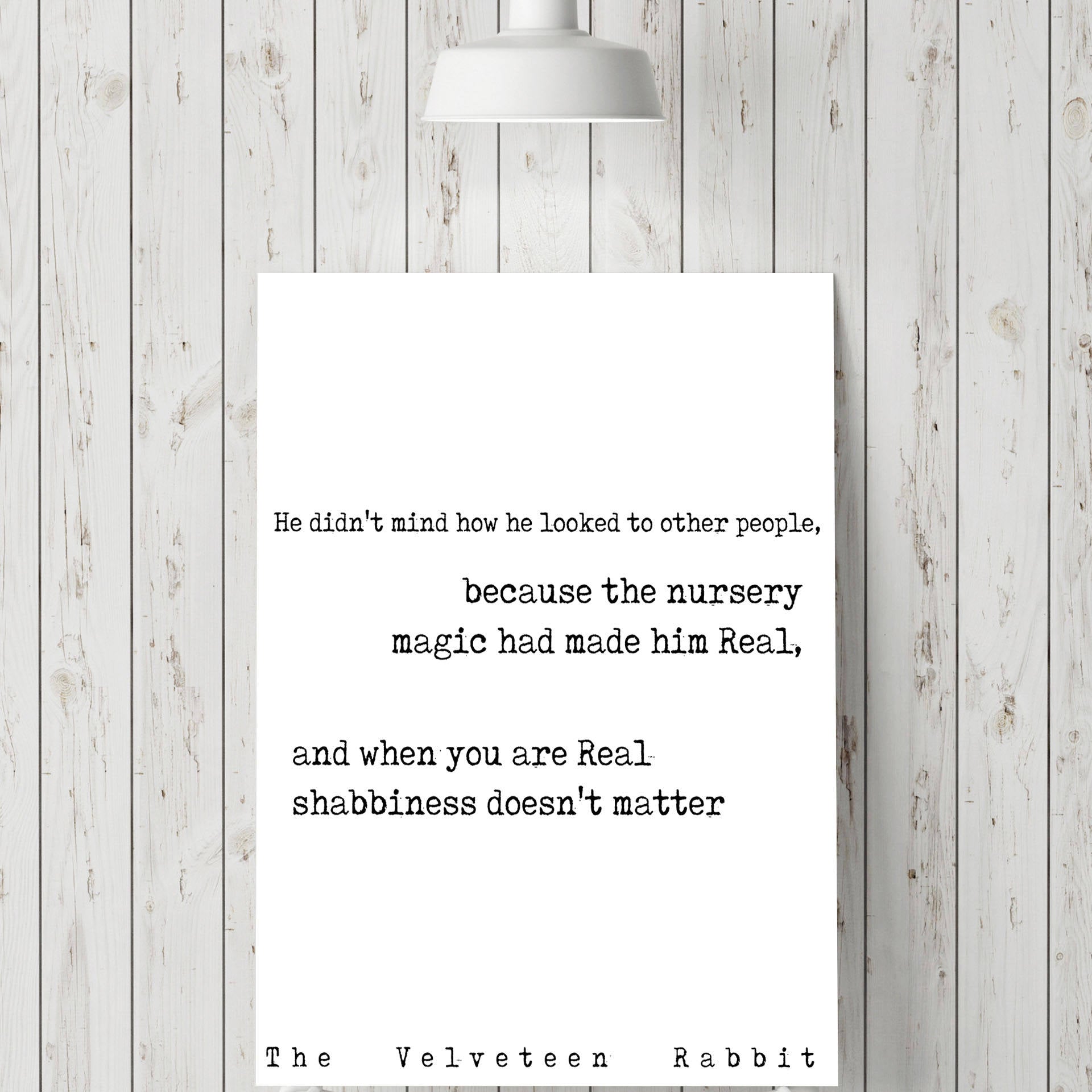 Nursery Decor Velveteen Rabbit quote, Kids Room Decor, Black & White Nursery Prints, Book Quote Print Once you are real, Margery Williams - BookQuoteDecor