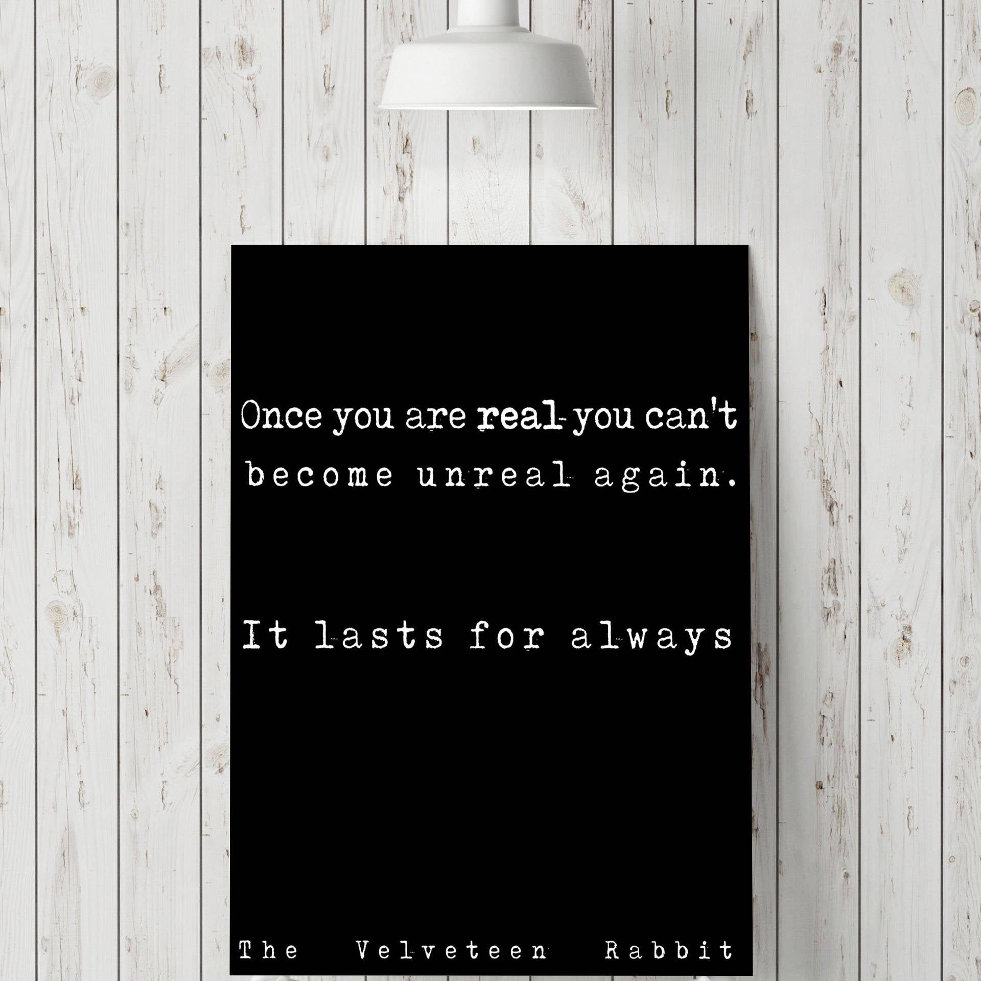 Nursery Decor Velveteen Rabbit quote, Kids Room Decor, Black & White Nursery Prints, Book Quote Print Once you are real, Margery Williams - BookQuoteDecor