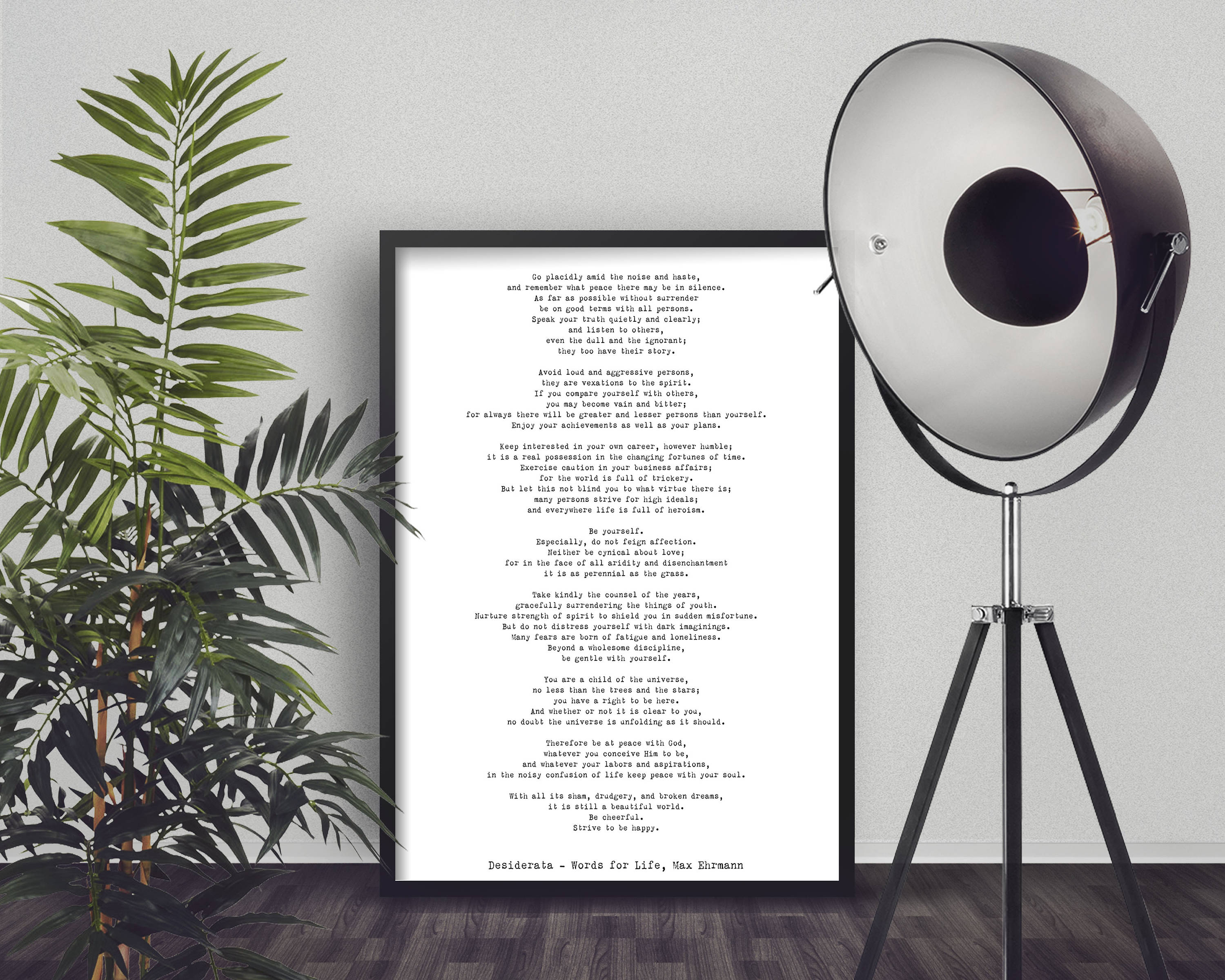 Print Desiderata Framed, 12x16 poem print, Max Ehrmann Framed Art Literary Poster, literary quote print, motivational poster - BookQuoteDecor