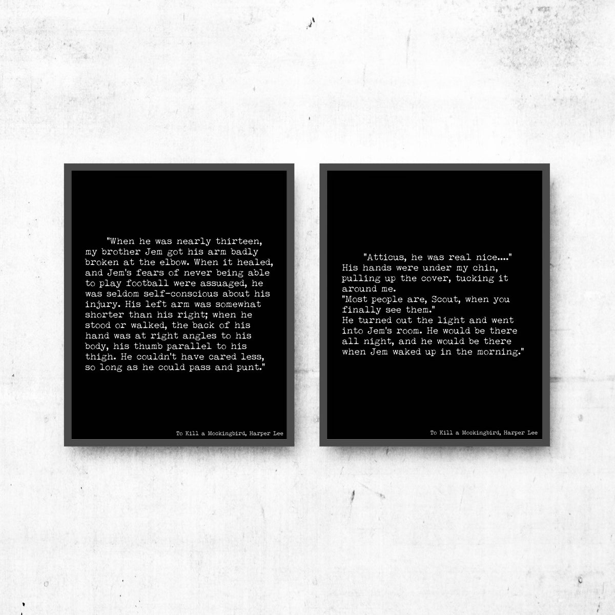 To Kill a Mockingbird Prints, Harper Lee Book Art, Set of 2 art prints, Opening & Closing Lines Black and White Wall Art Decor Unframed - BookQuoteDecor