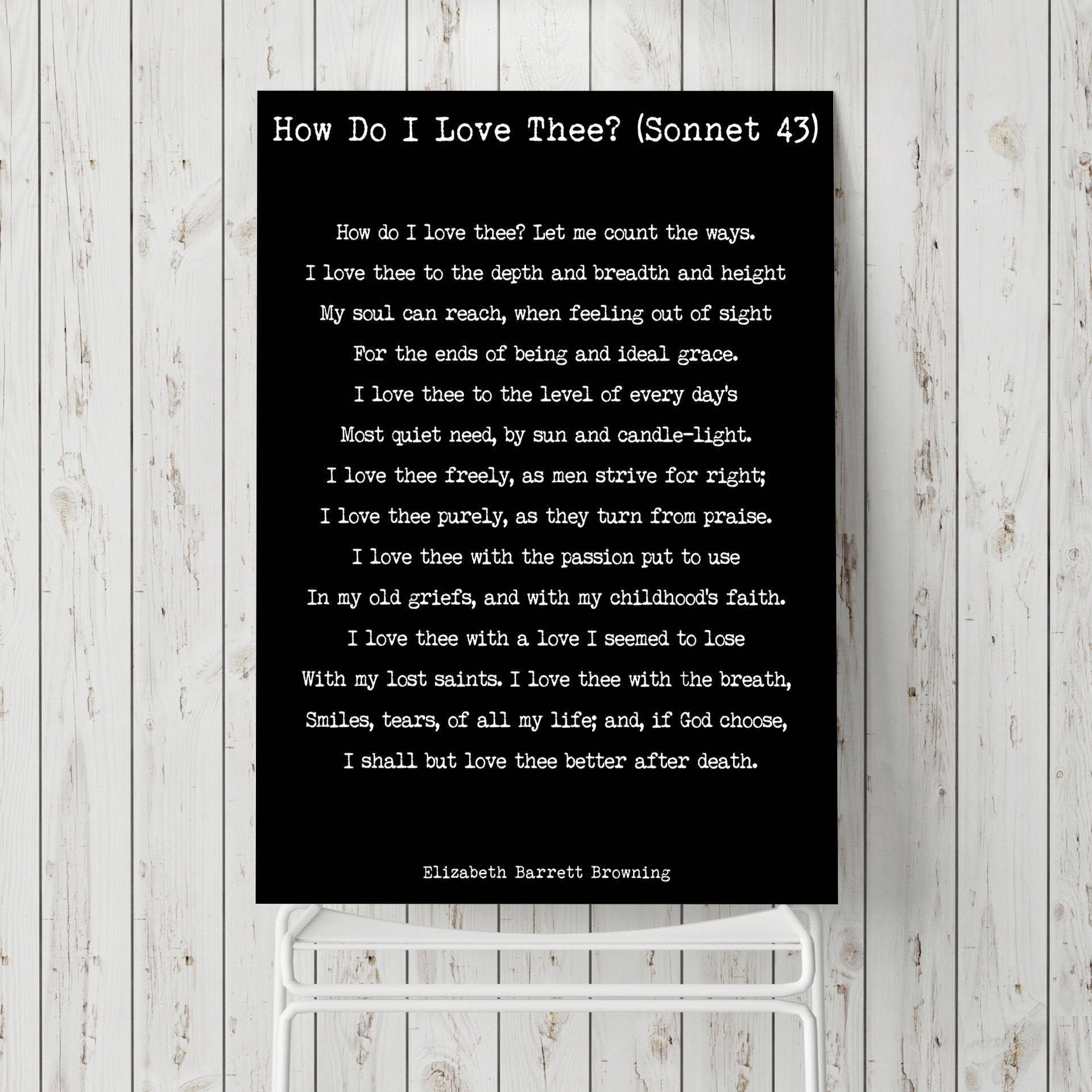 Wall Art Print Elizabeth Barrett Browning, How Do I Love Thee Poetry Quote Art, Unframed Quote Poem Print, Poetry Print Bedroom Wall Decor - BookQuoteDecor