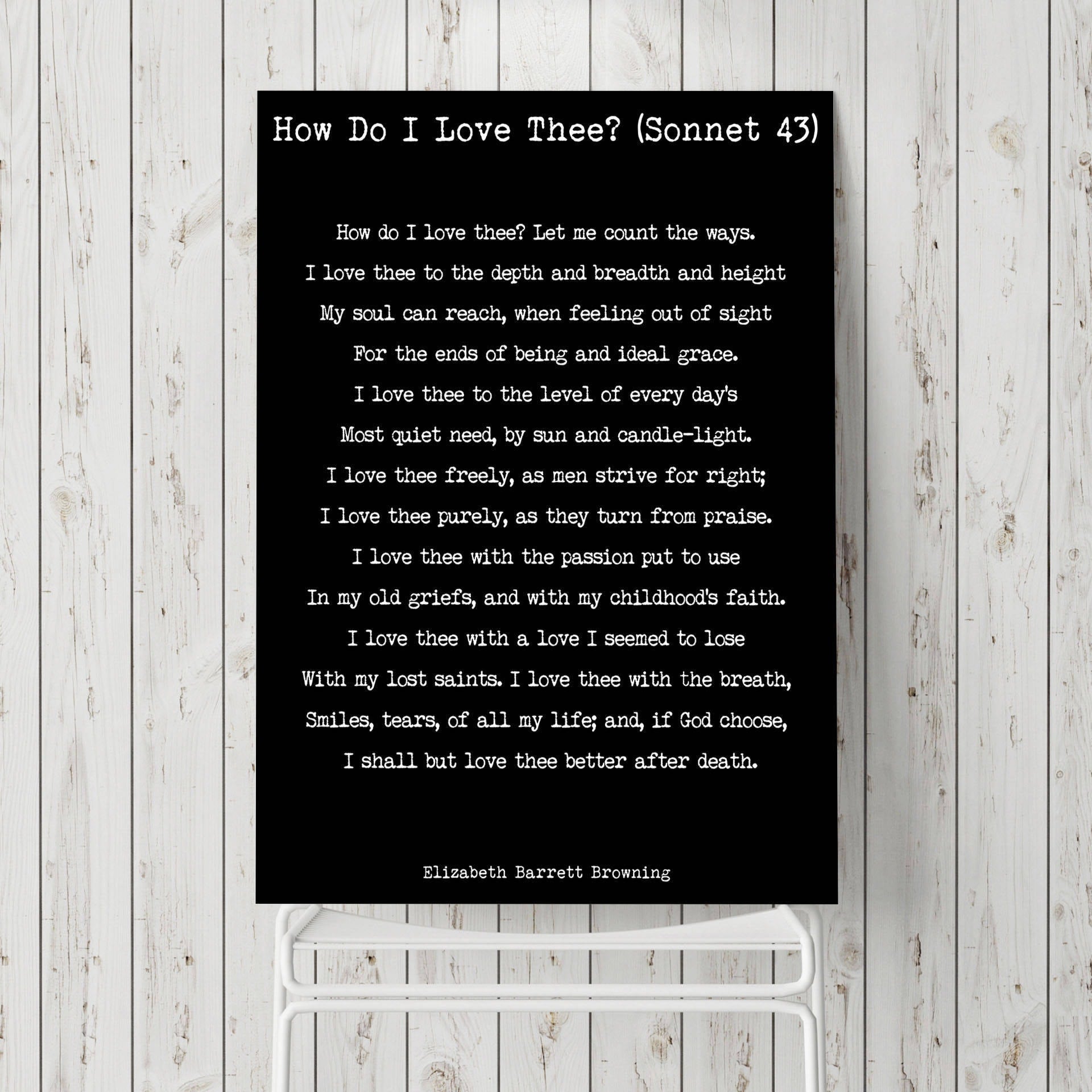 Wall Art Print Elizabeth Barrett Browning, How Do I Love Thee Poetry Quote Art