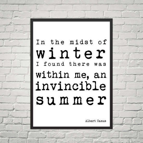Albert Camus Framed Print Invincible Summer - BookQuoteDecor