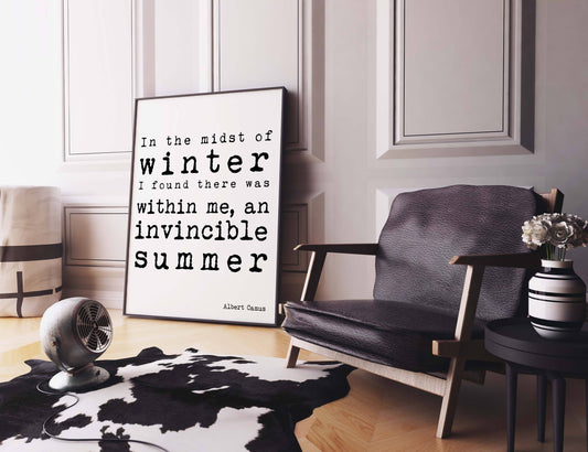Albert Camus Framed Print Invincible Summer - BookQuoteDecor