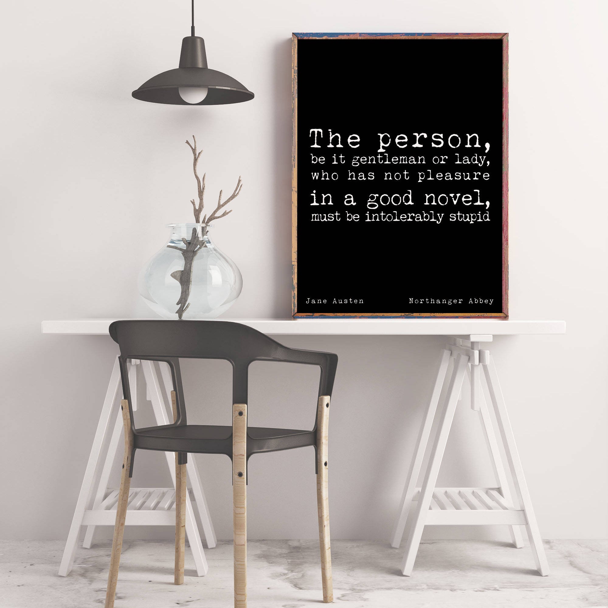 Jane Austen Art Print Pleasure in a Good Novel - BookQuoteDecor
