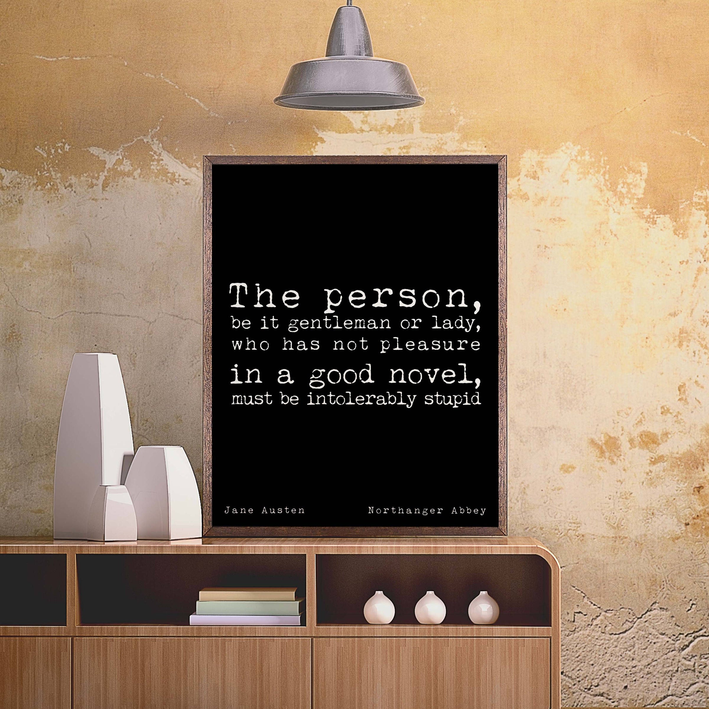 Jane Austen Art Print Pleasure in a Good Novel - BookQuoteDecor