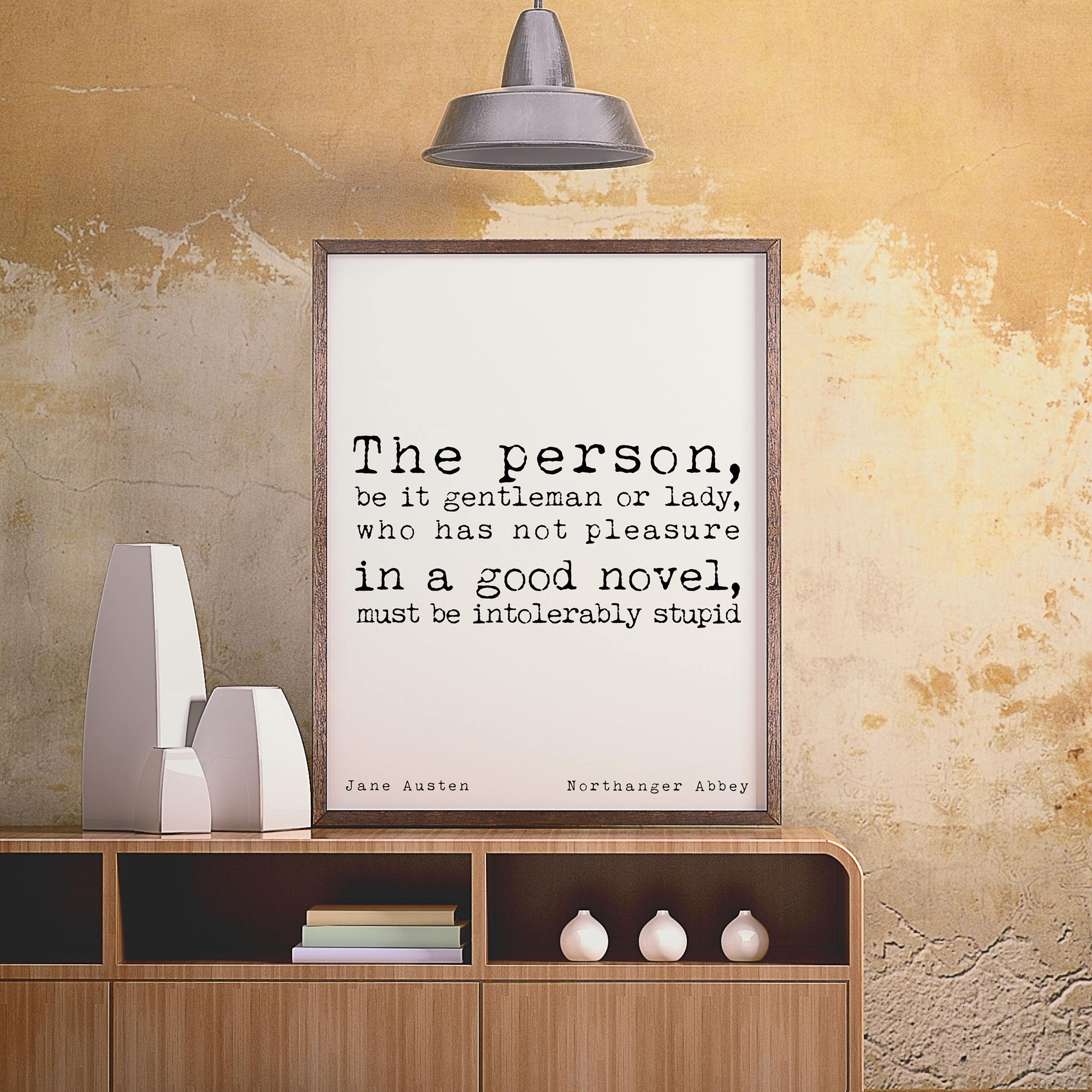 Jane Austen Art Print Pleasure in a Good Novel - BookQuoteDecor