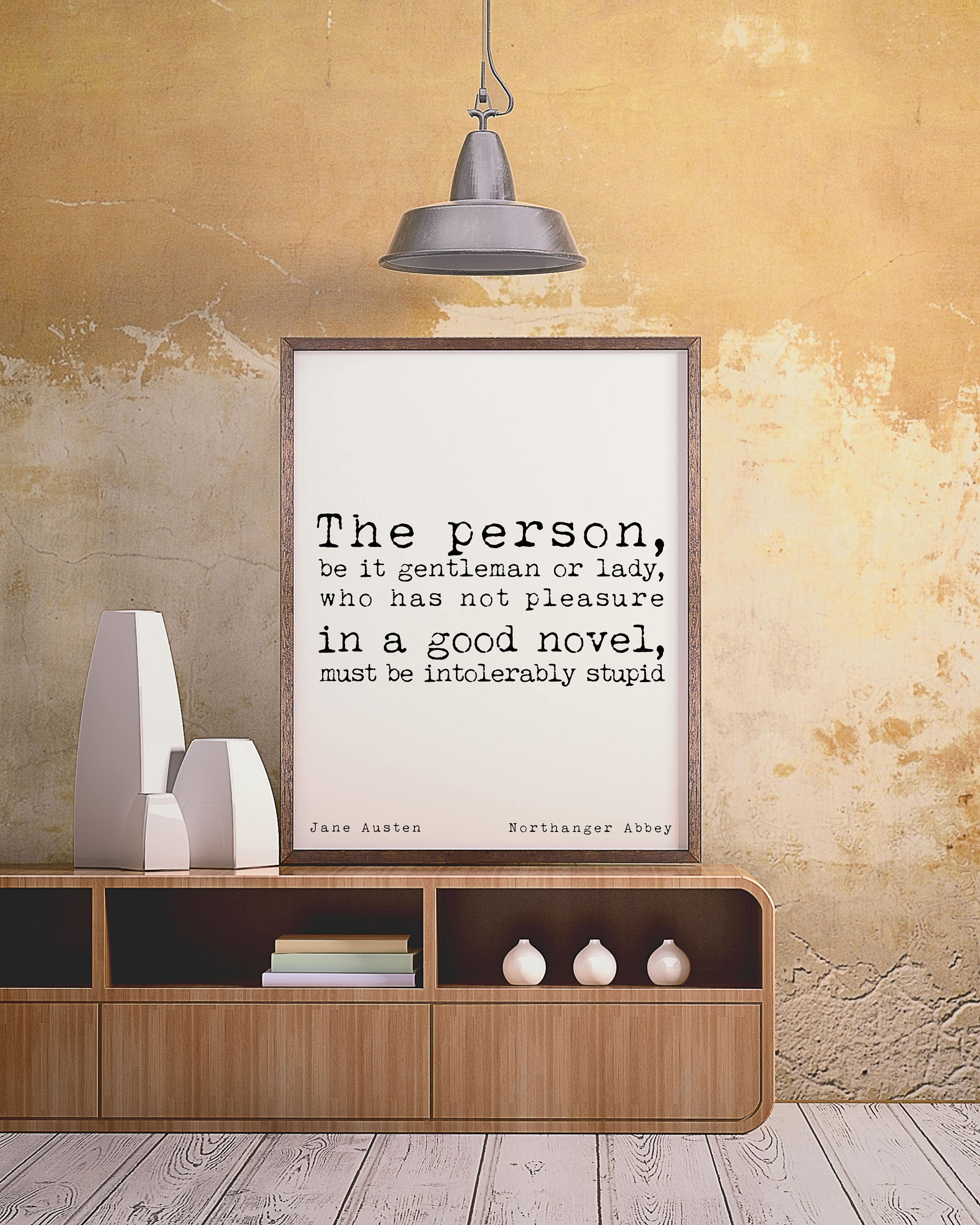 Jane Austen Art Print Pleasure in a Good Novel - BookQuoteDecor