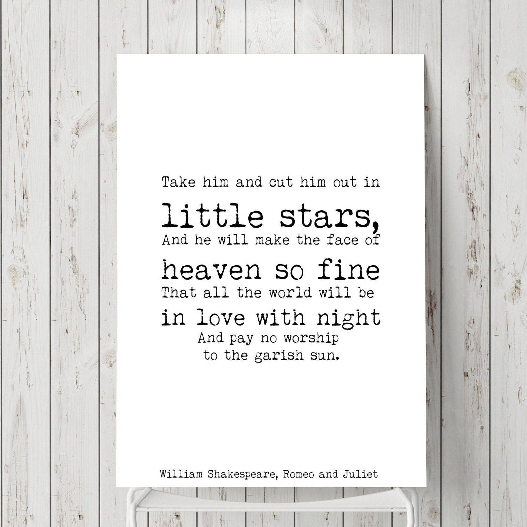 Heaven Quote Shakespeare Print, Romeo and Juliet Poster