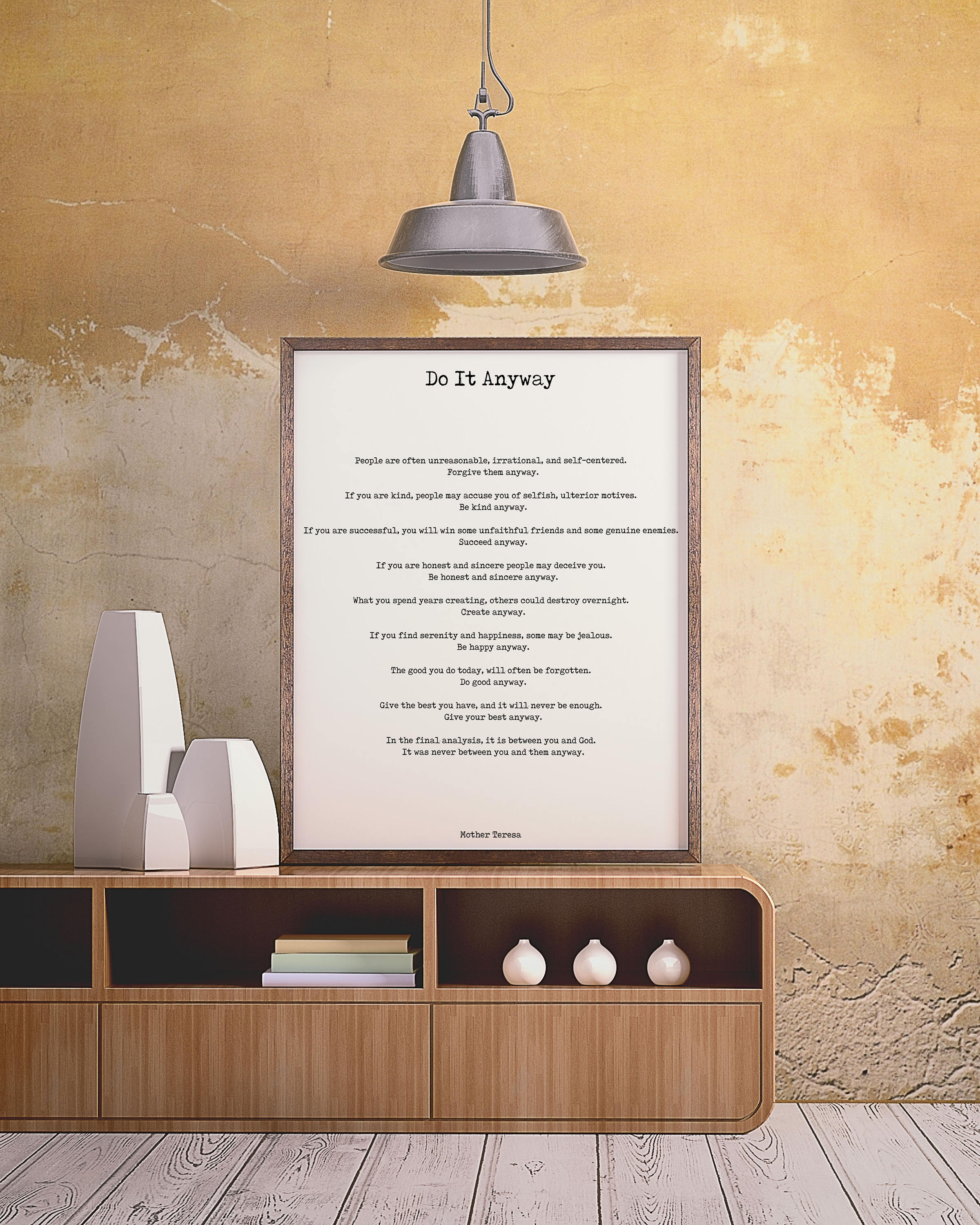 Do It Anyway Black & White Art Print Mother Teresa - BookQuoteDecor