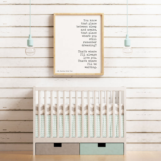 Peter Pan Print, Nursery Decor, Neverland Nursery, Nursery Art Bedroom Decor Peter Pan Quote, Black And White, I'll Always Love You Unframed - BookQuoteDecor