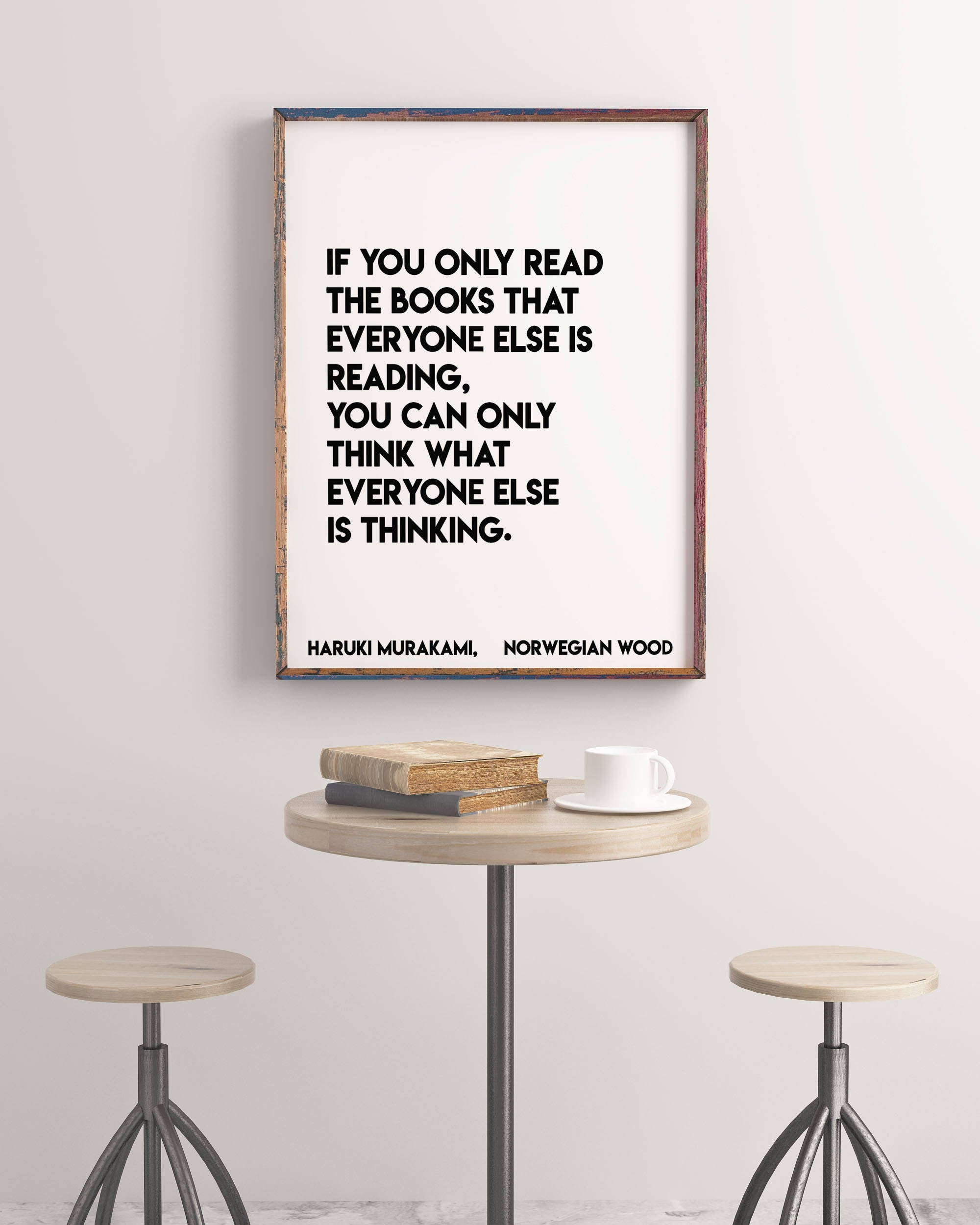 Haruki Murakami Quote Print in Black & White, Book Lover Gift