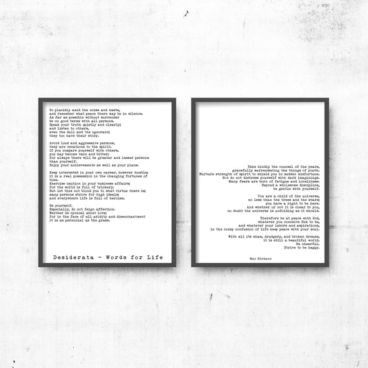 Desiderata Poem Prints Set Of 2 - BookQuoteDecor