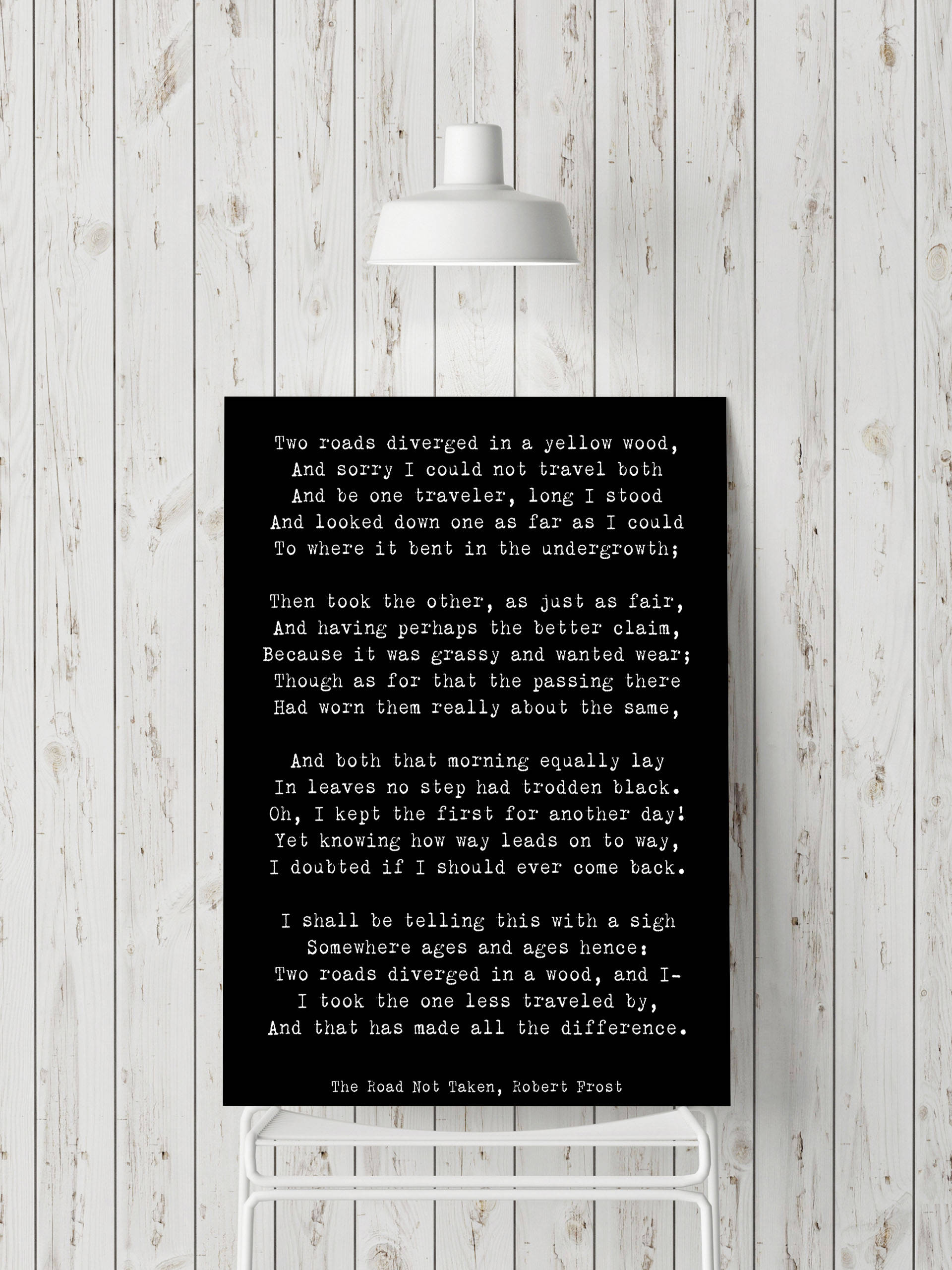 Robert Frost Poem Quote Print, The Road Not Taken Poem Poster, Two Roads Diverged Literary Gift Print, Yellow Wood Poetry Print, Unframed - BookQuoteDecor