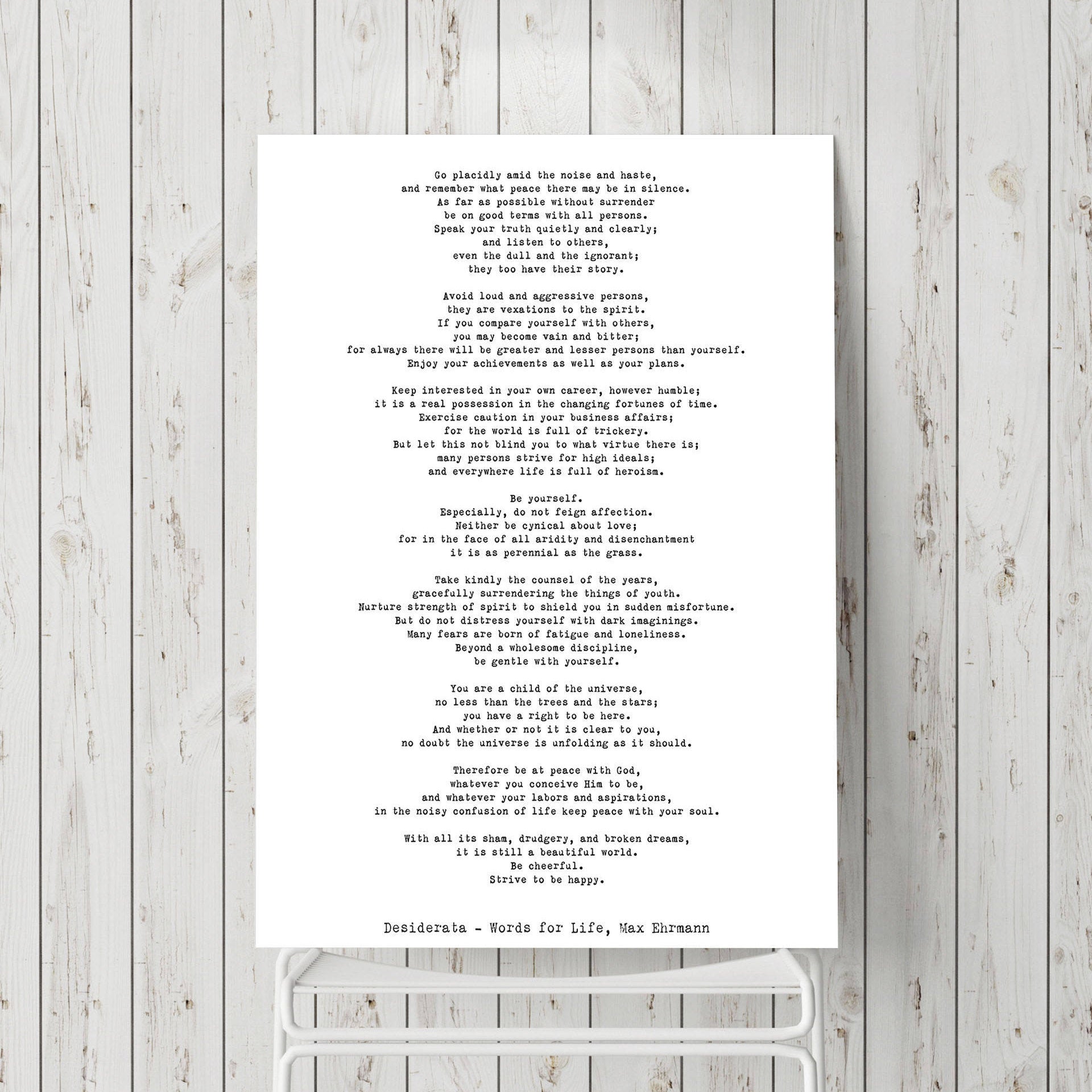 Poem Art Desiderata Print, Minimalist Poster, Max Ehrmann Literary Poster, Literary Quote Print, Motivational Poster, Unframed Wall Art - BookQuoteDecor
