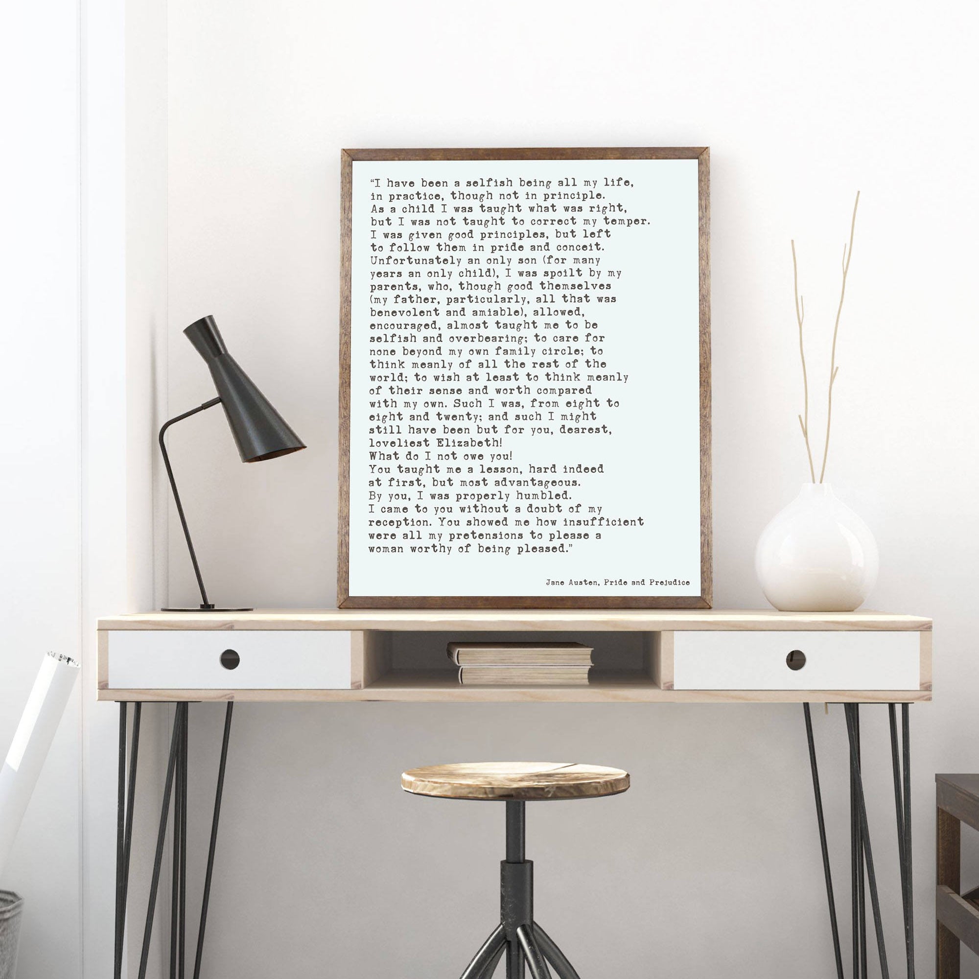 Jane Austen Pride & Prejudice Print - BookQuoteDecor