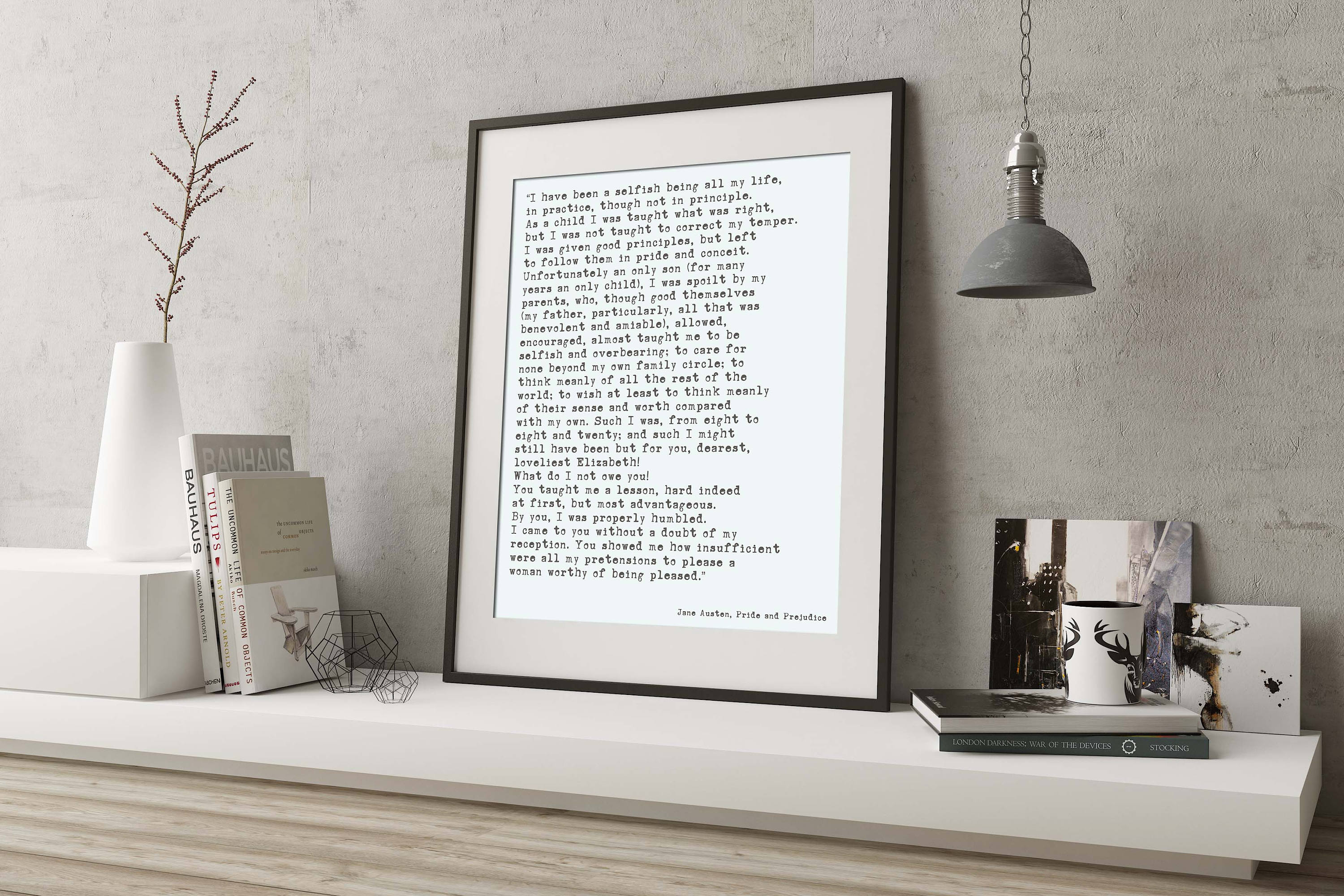 Jane Austen Quote from Pride & Prejudice Print, Romantic Book Quote Print