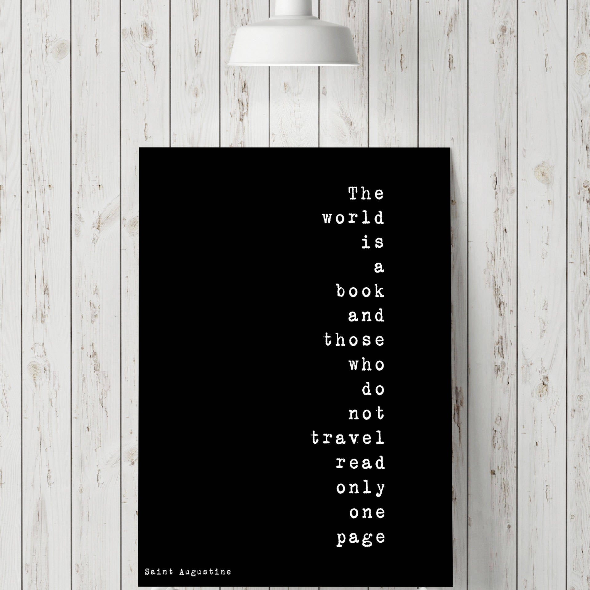 The World Is A Book Inspirational Quote, Travel Decor Quote Art Print in Black & White, Travel Art Unframed Home Decor, St Augustine - BookQuoteDecor