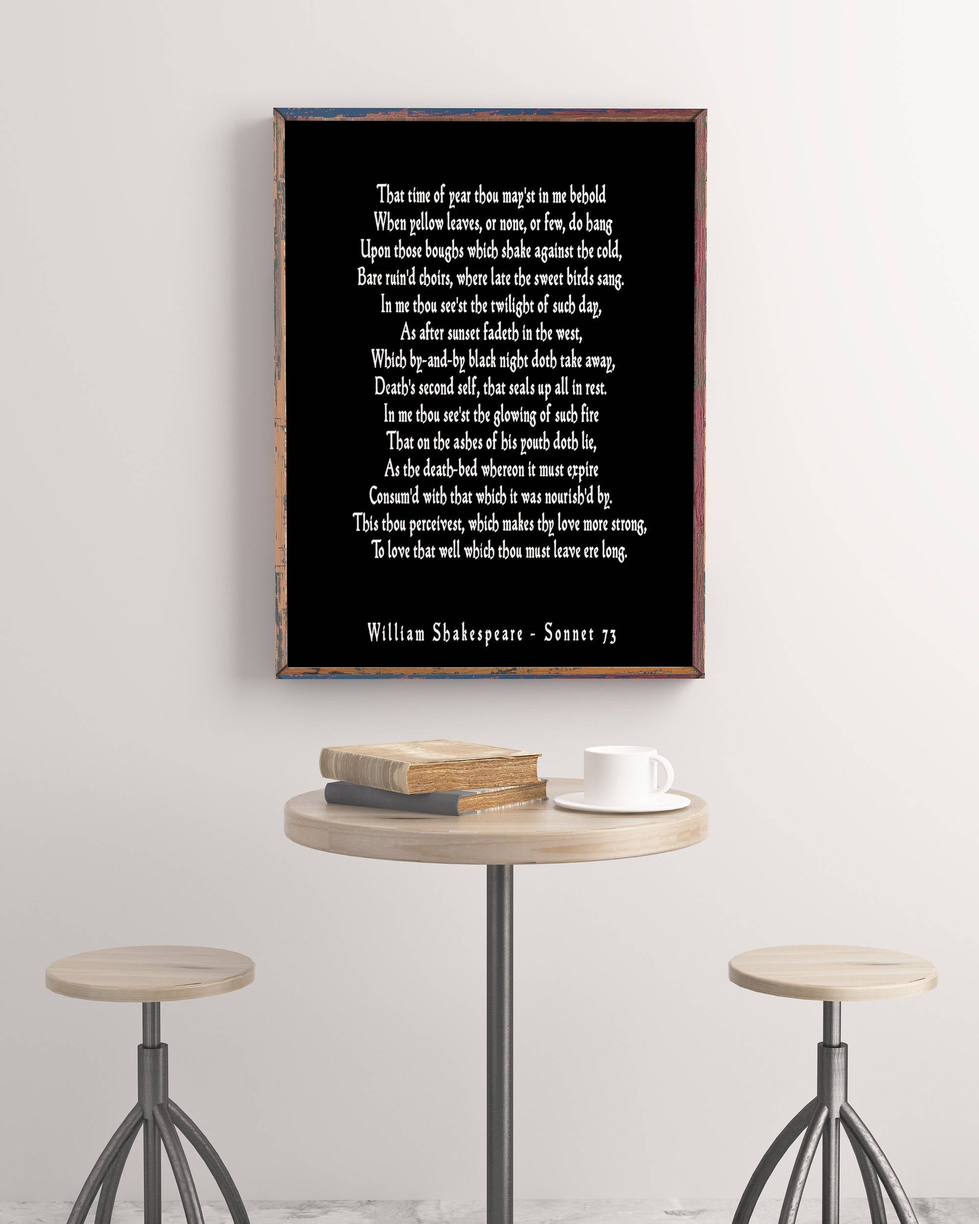 Sonnet 73 Shakespeare Love Poem, That Time Of Year Thou Mayst In Me Behold Shakespeare Wall Art for Bedroom Decor, Love Poetry Art Unframed - BookQuoteDecor
