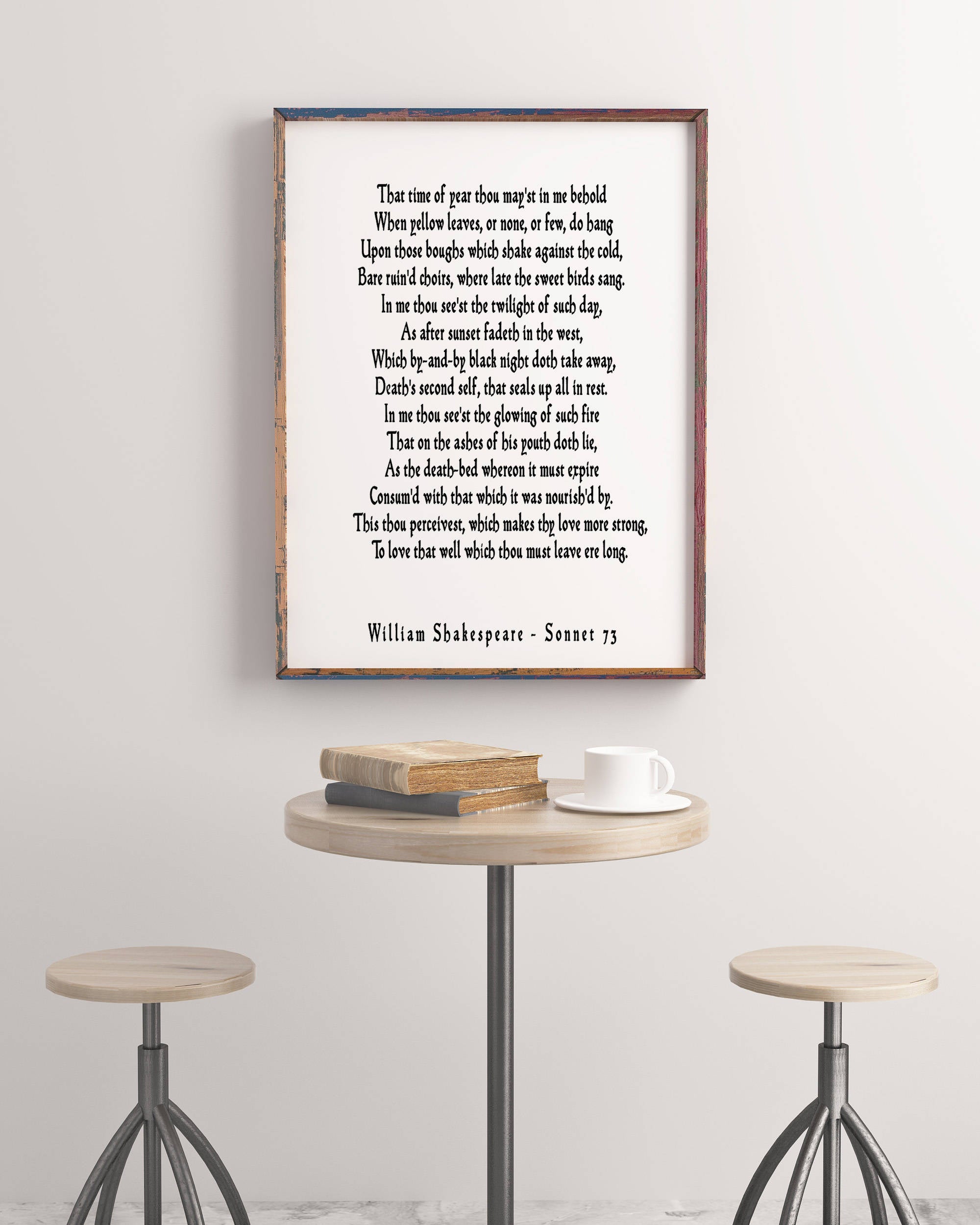 Sonnet 73 Shakespeare Love Poem, That Time Of Year Thou Mayst In Me Behold Shakespeare Wall Art for Bedroom Decor