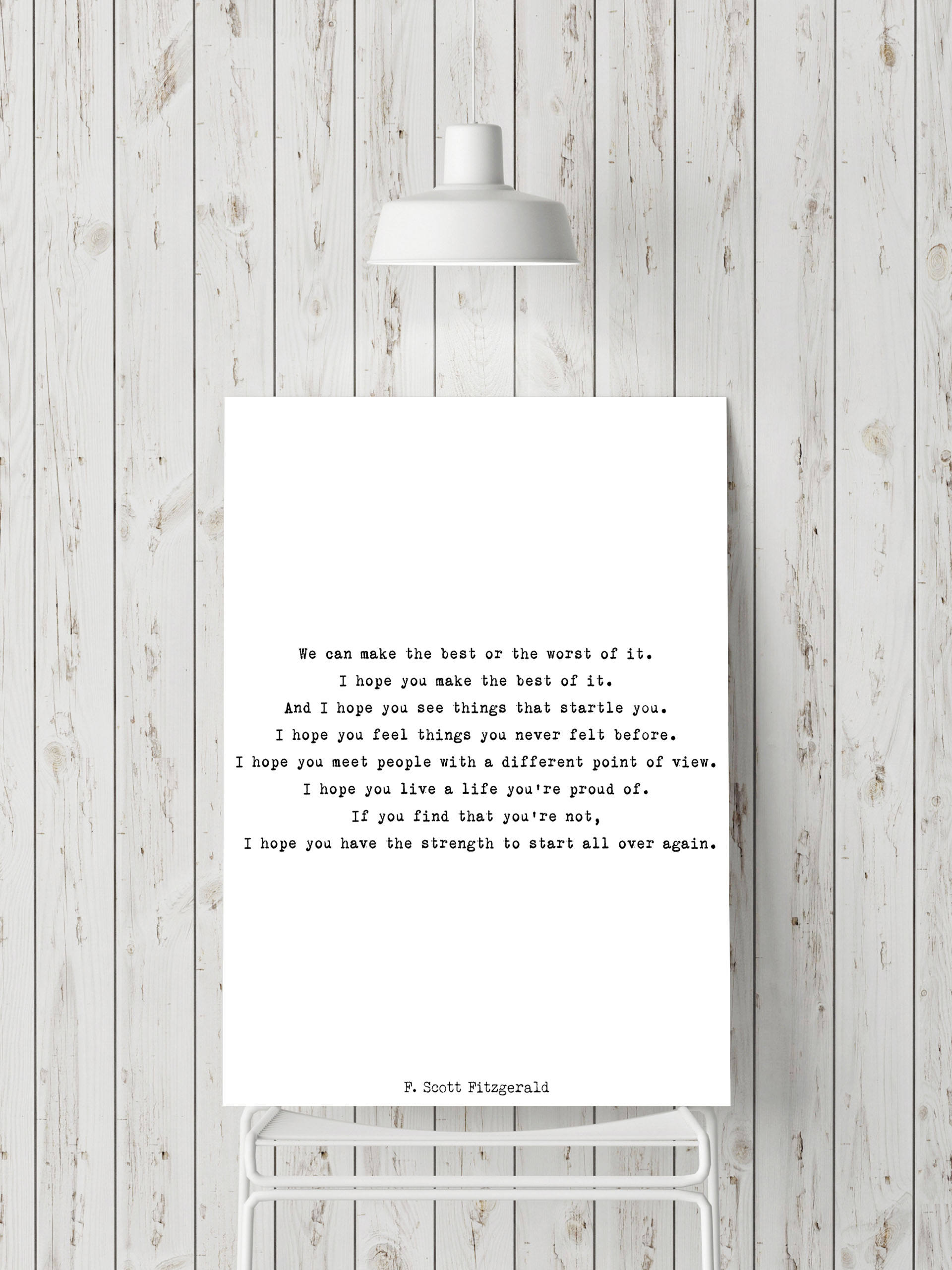 F Scott Fitzgerald Print Make The Best Of It - BookQuoteDecor