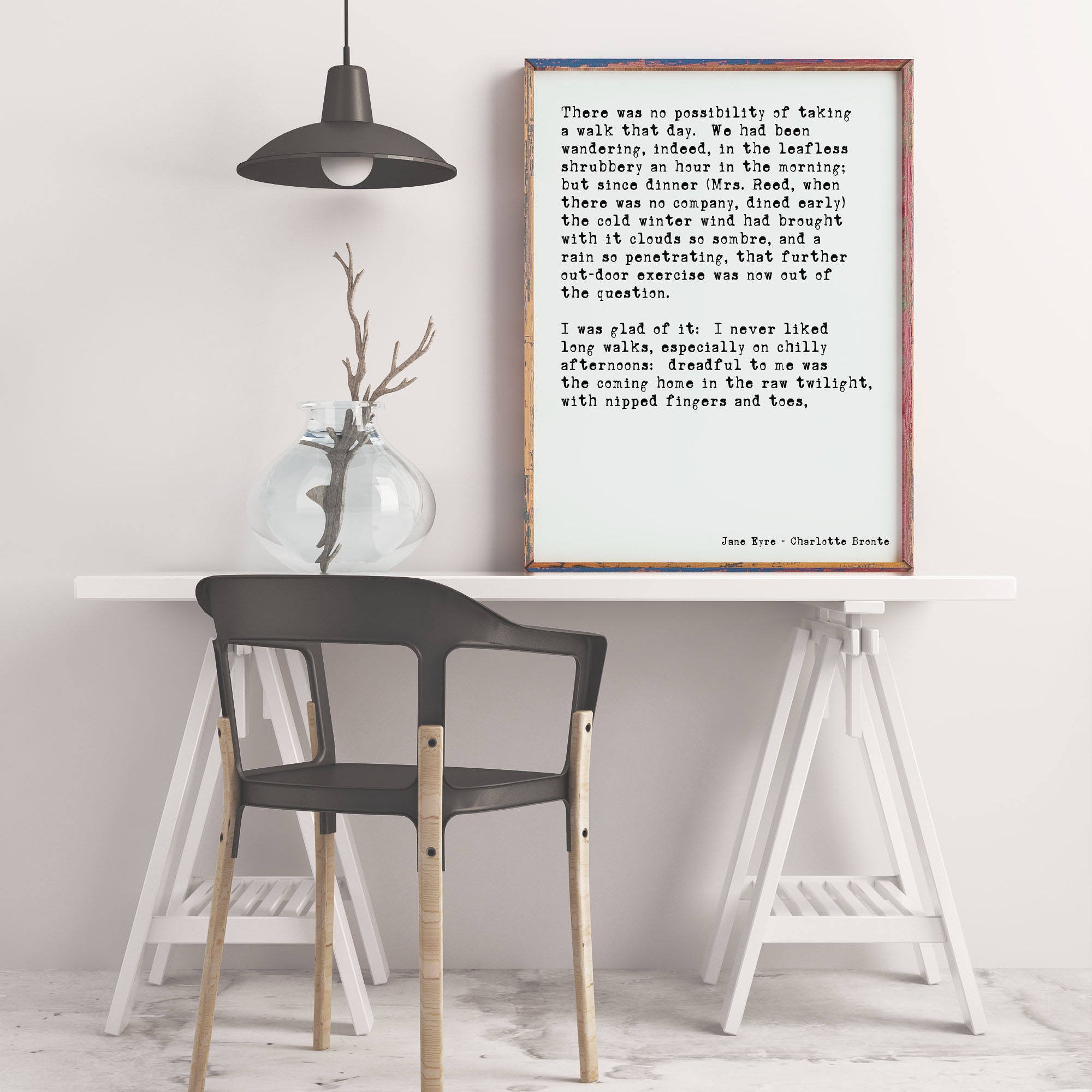 Jane Eyre Opening Lines Print - BookQuoteDecor