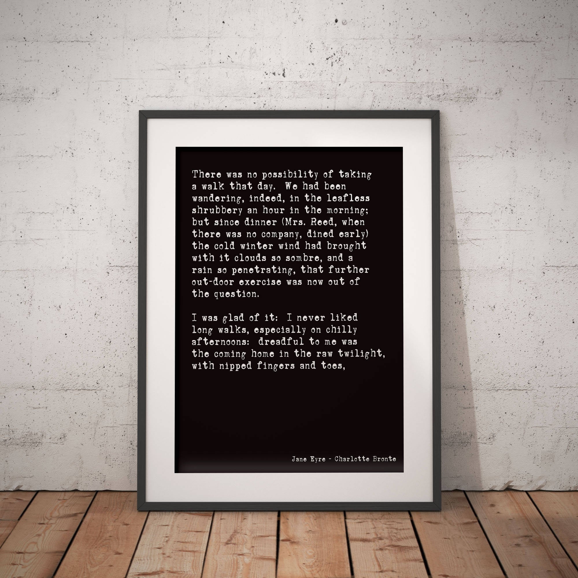 Jane Eyre Opening Lines Print - BookQuoteDecor